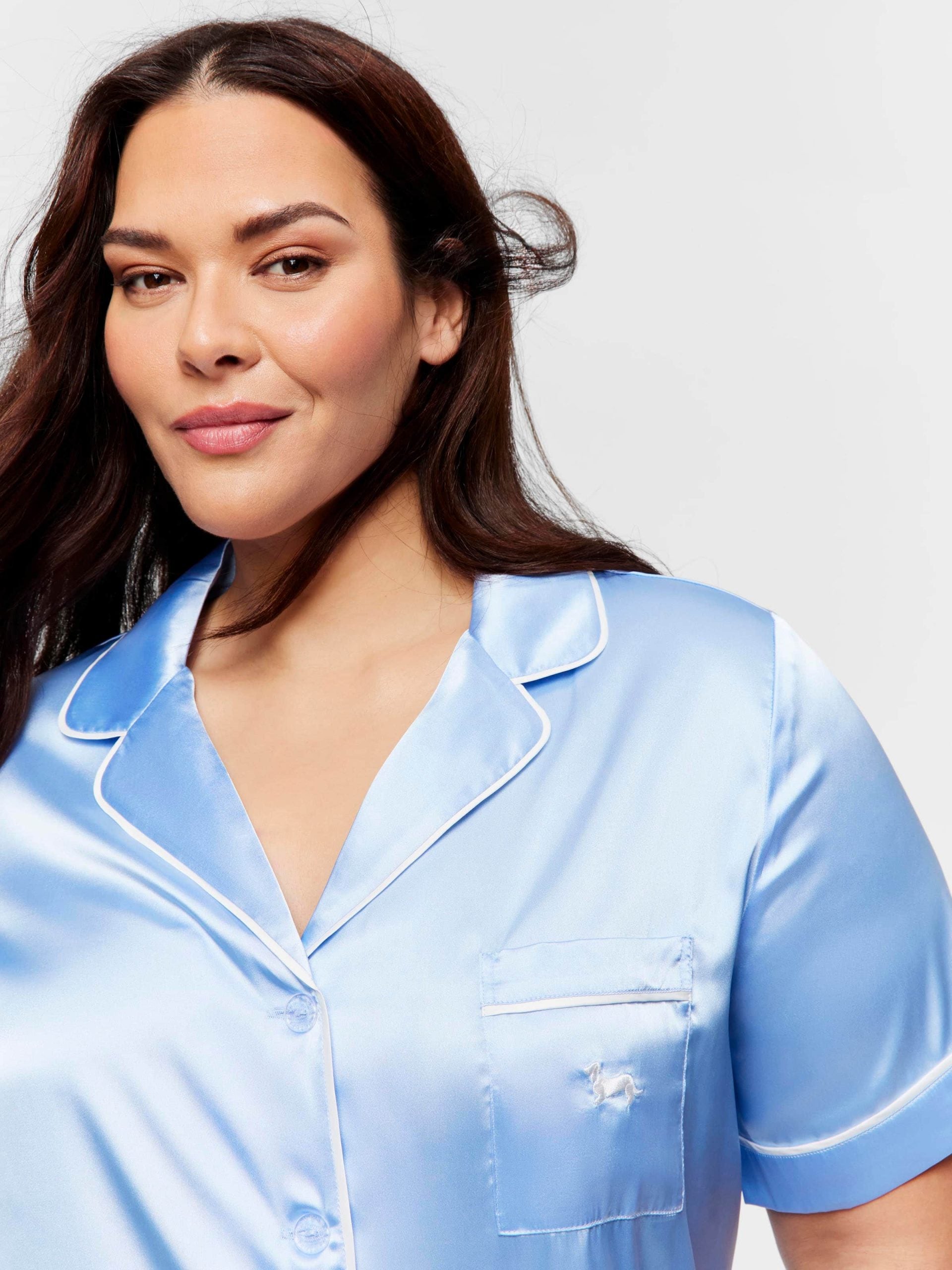 P.A. Plus Cornflower Blue Satin Pj Set Blue