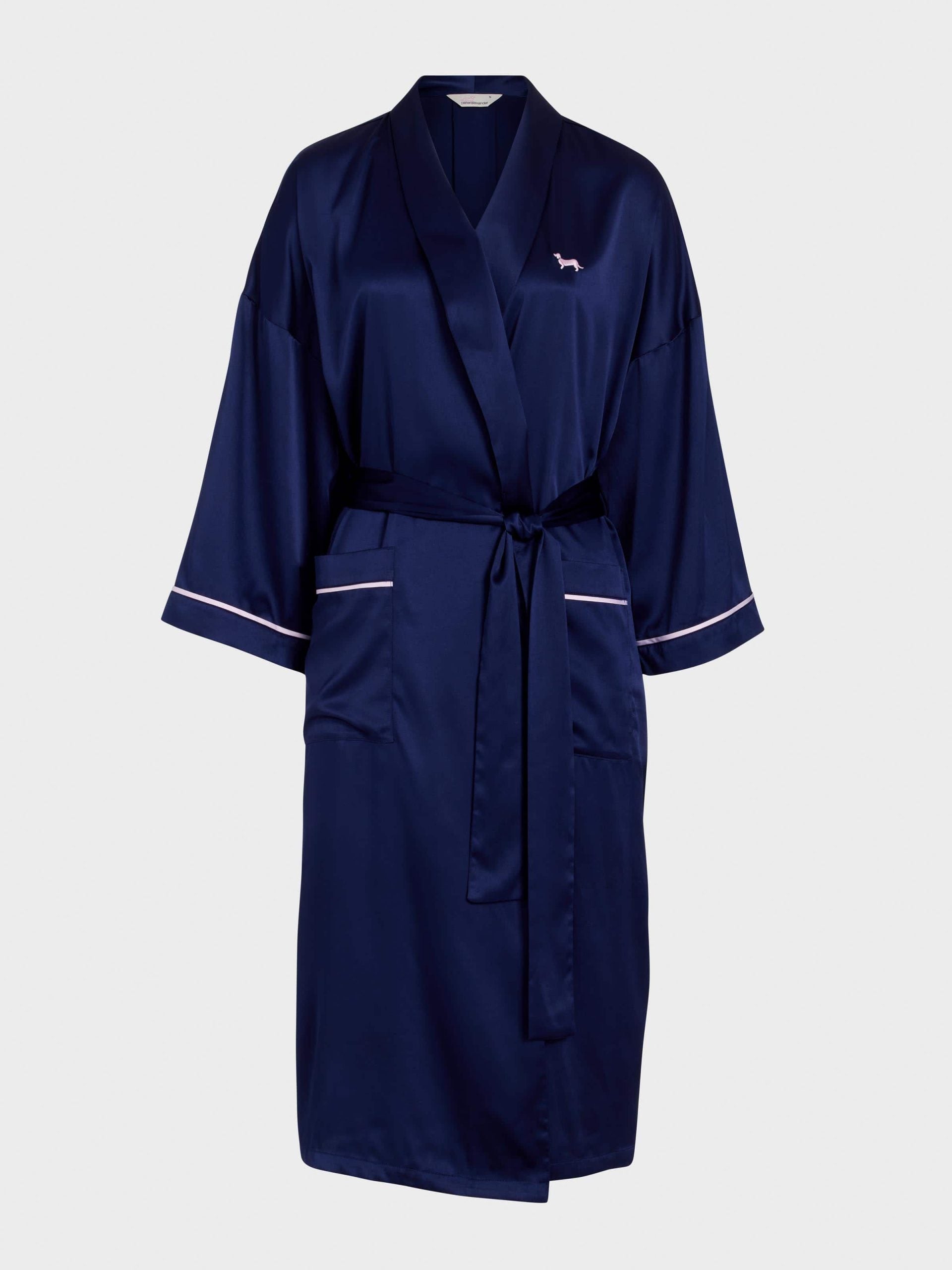 Long Navy Satin Gown navy
