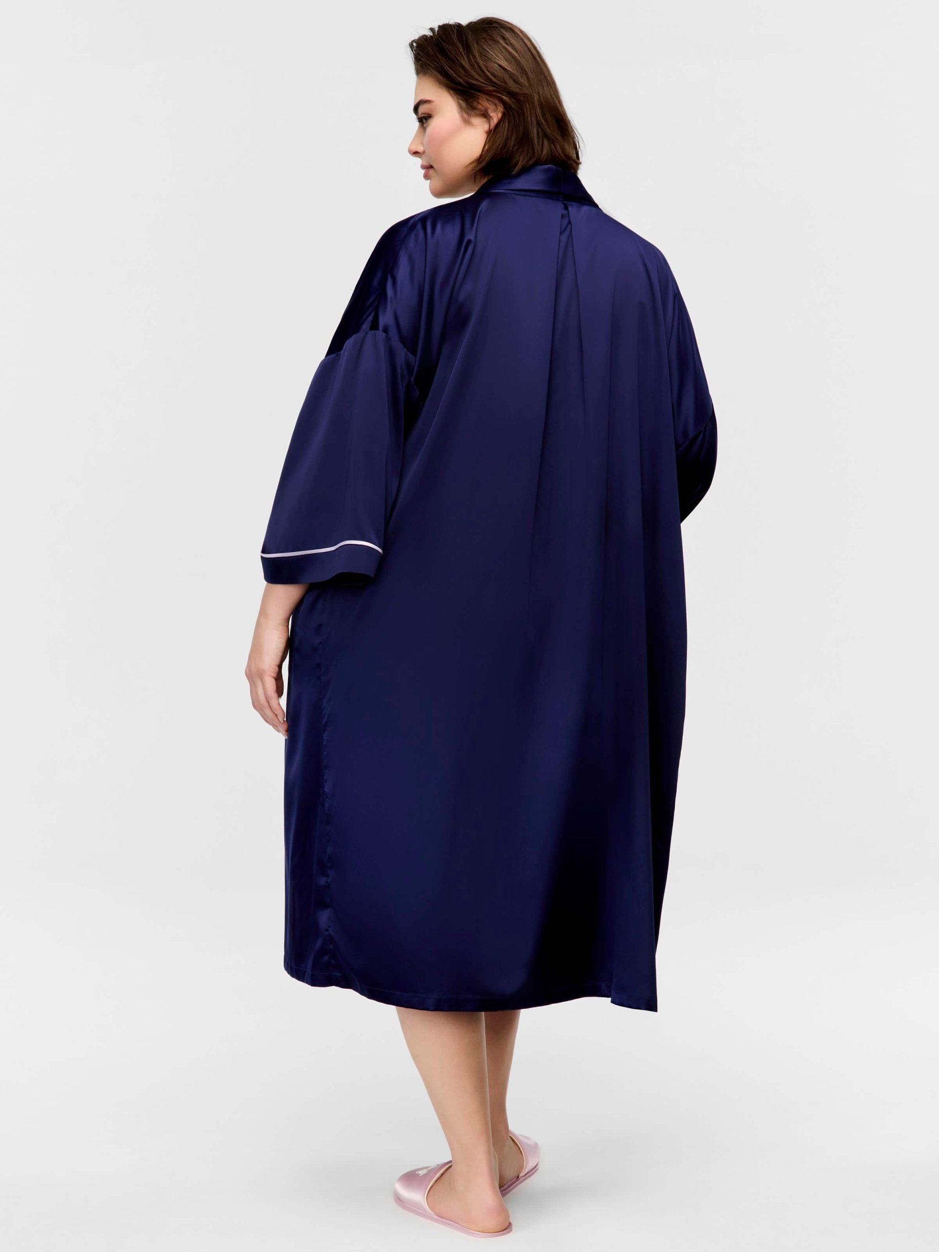 P.A. Plus Long Navy Satin Gown Navy