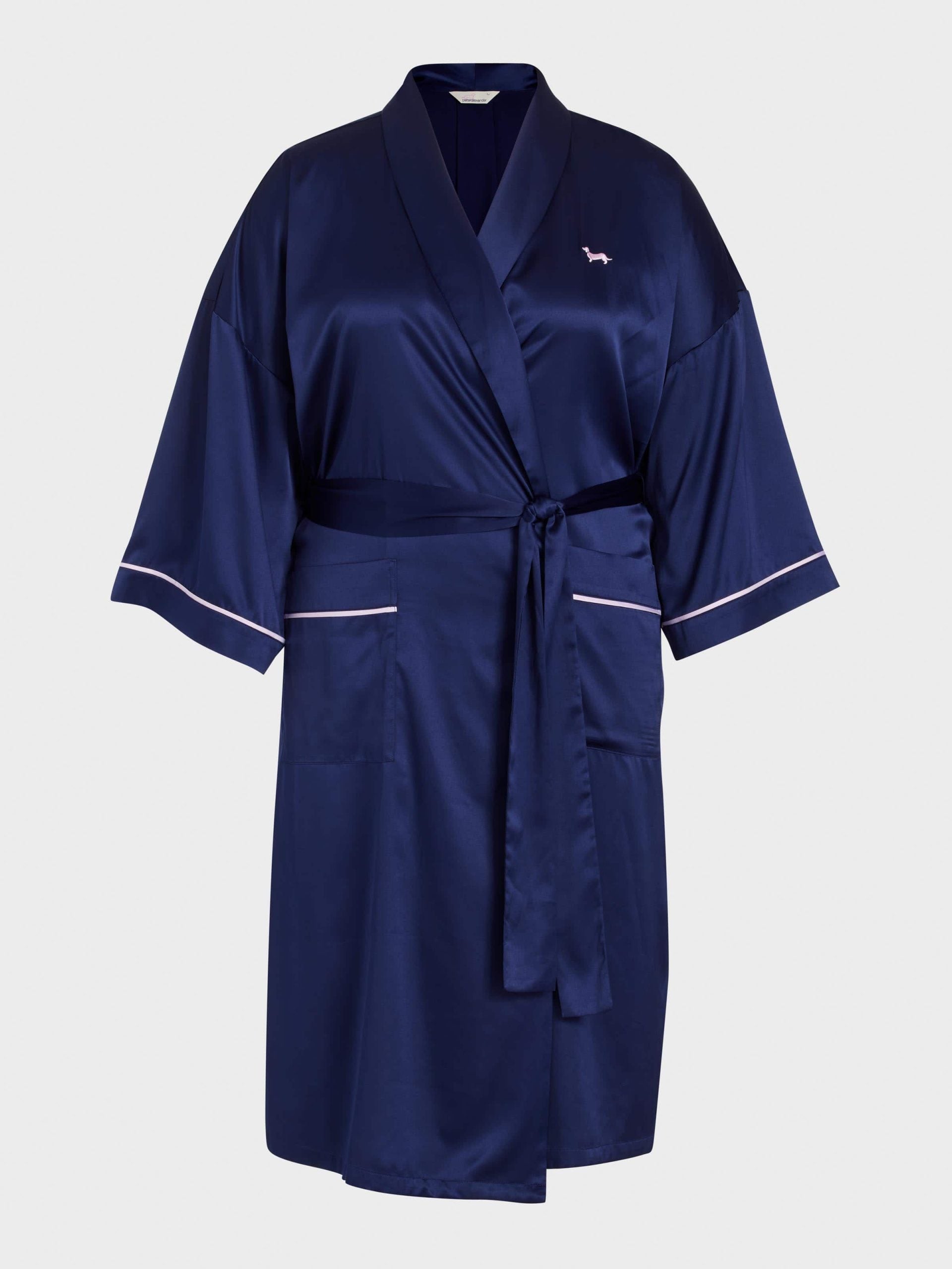P.A. Plus Long Navy Satin Gown Navy