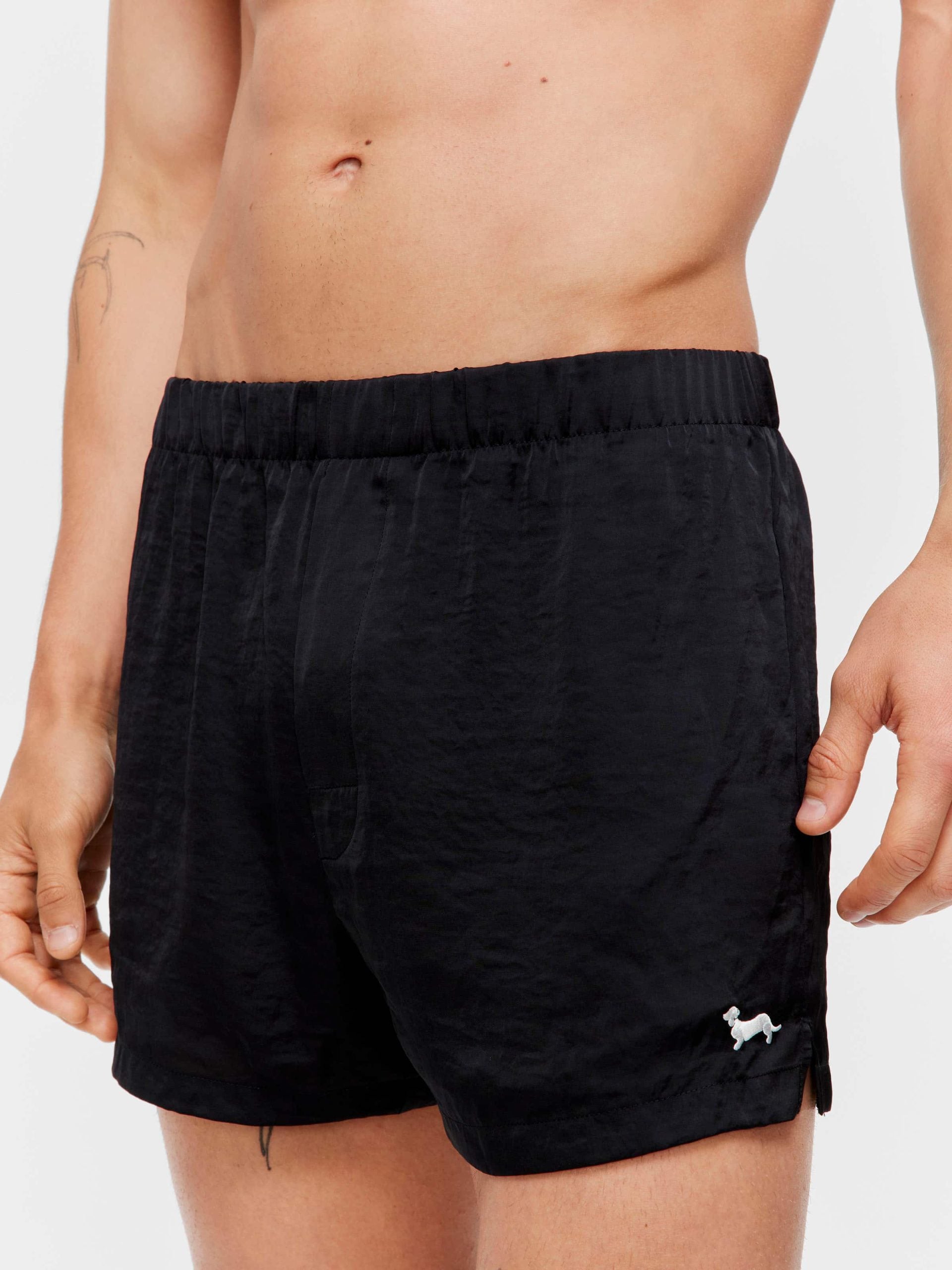 Black Satin Boxer Short Black