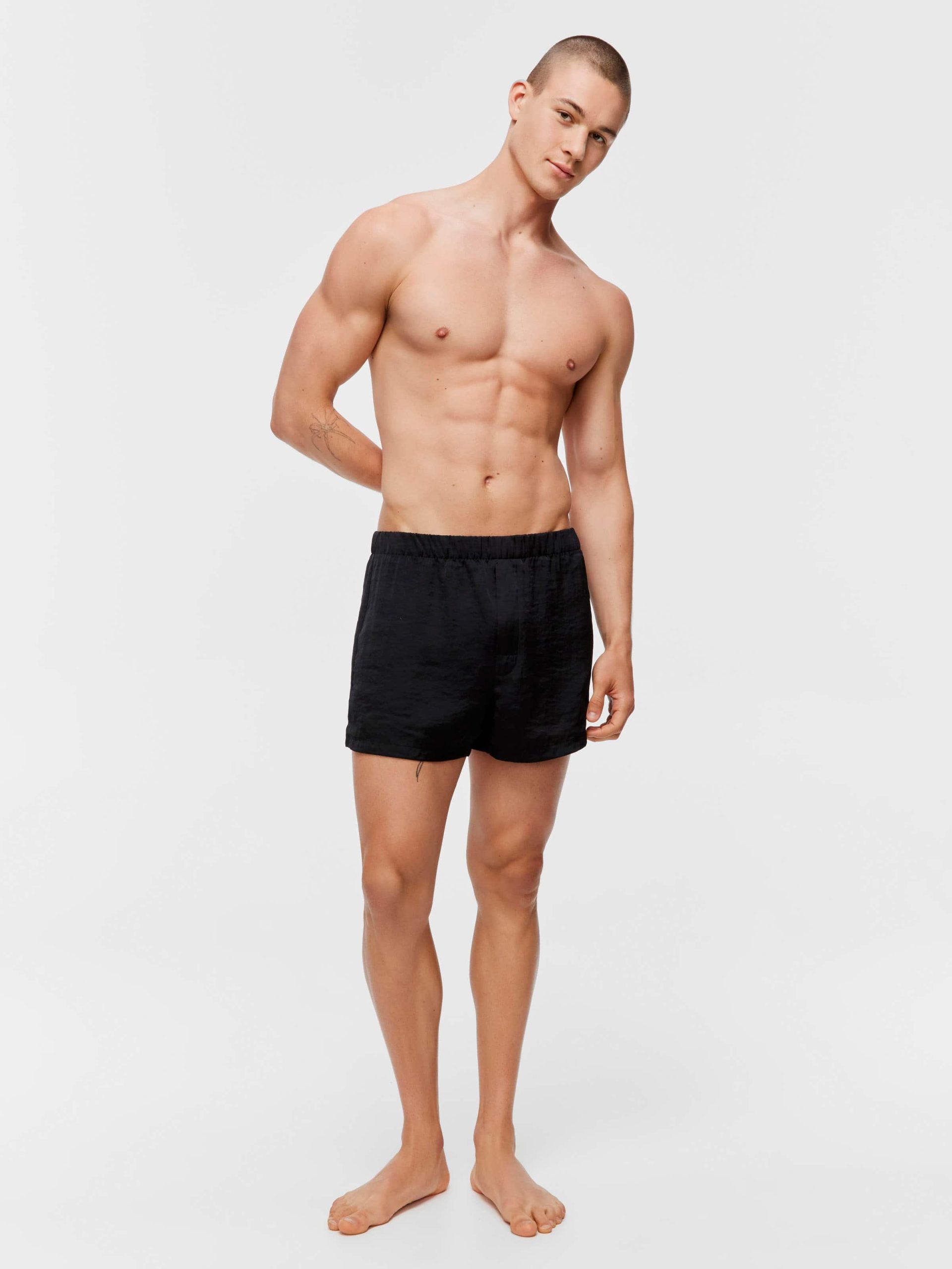Black Satin Boxer Short Black