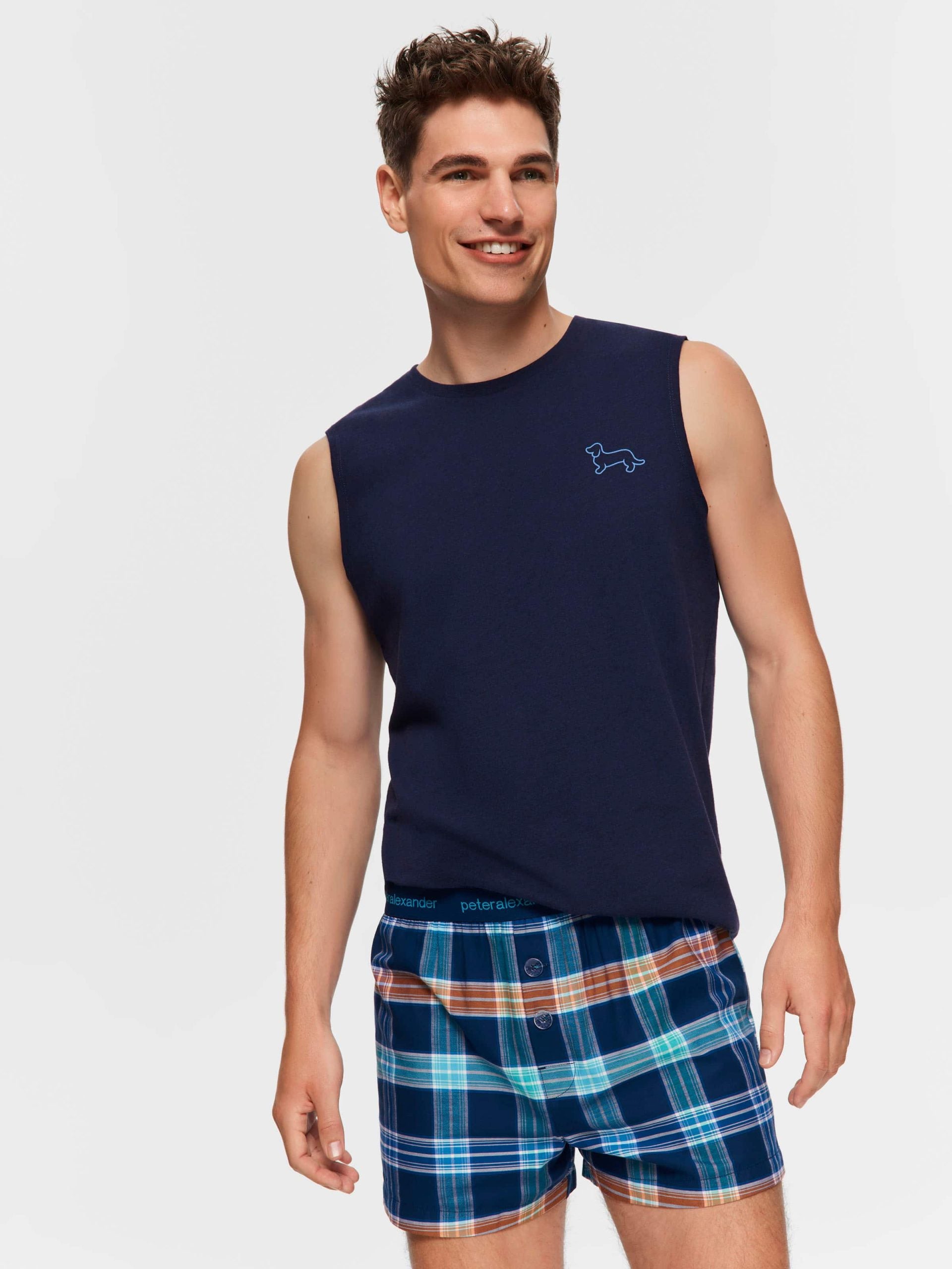 Coloured Check Boxer Short navy