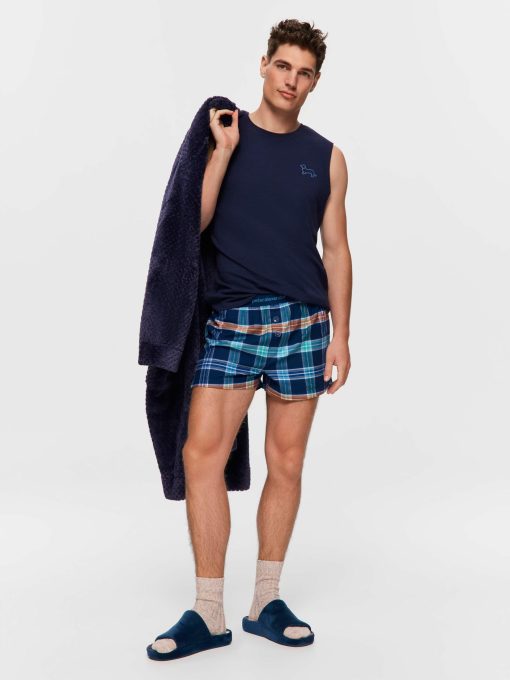 Coloured Check Boxer Short navy