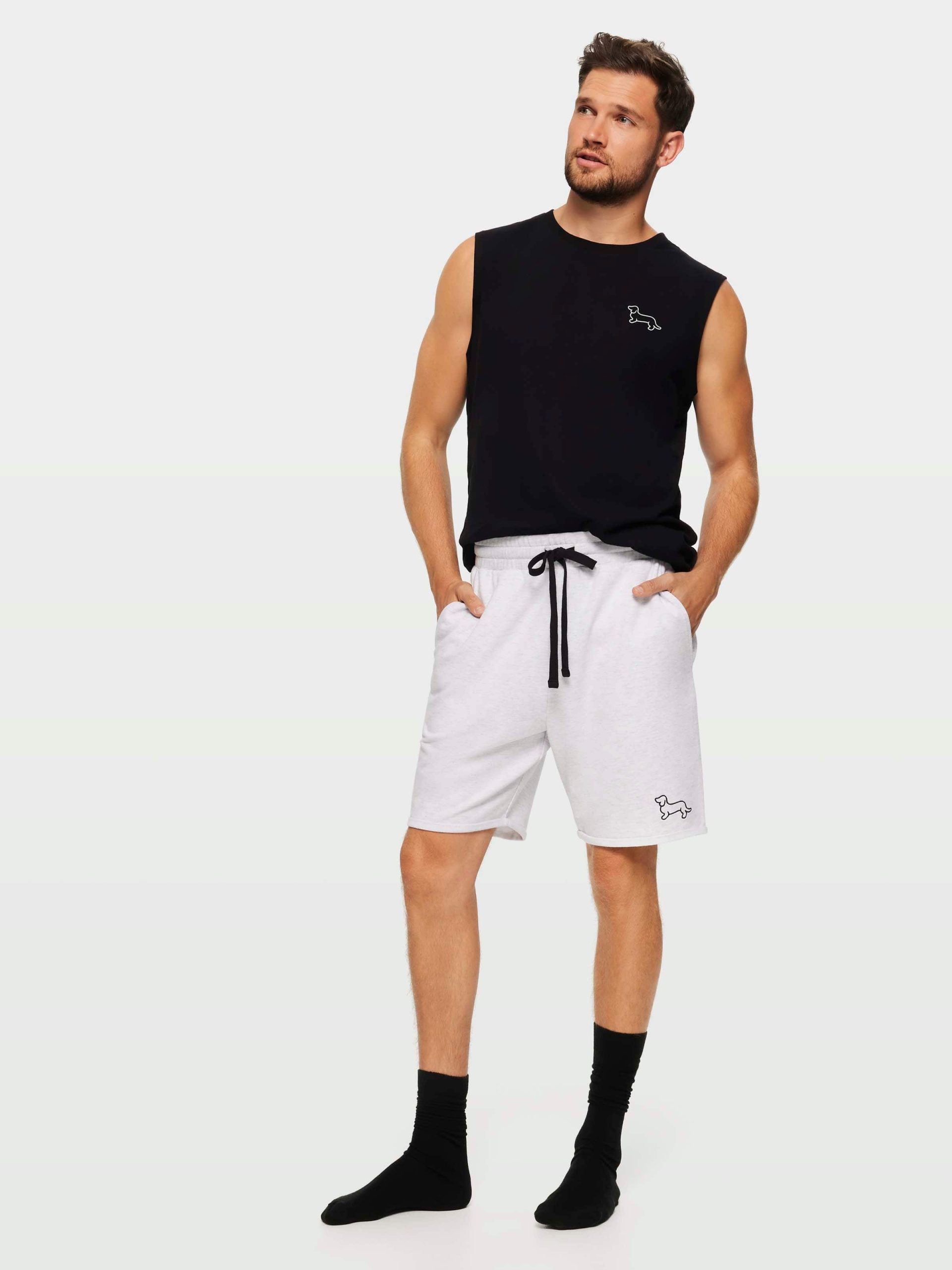 P.A. Light Grey Cut Off Sweat Short greymarle