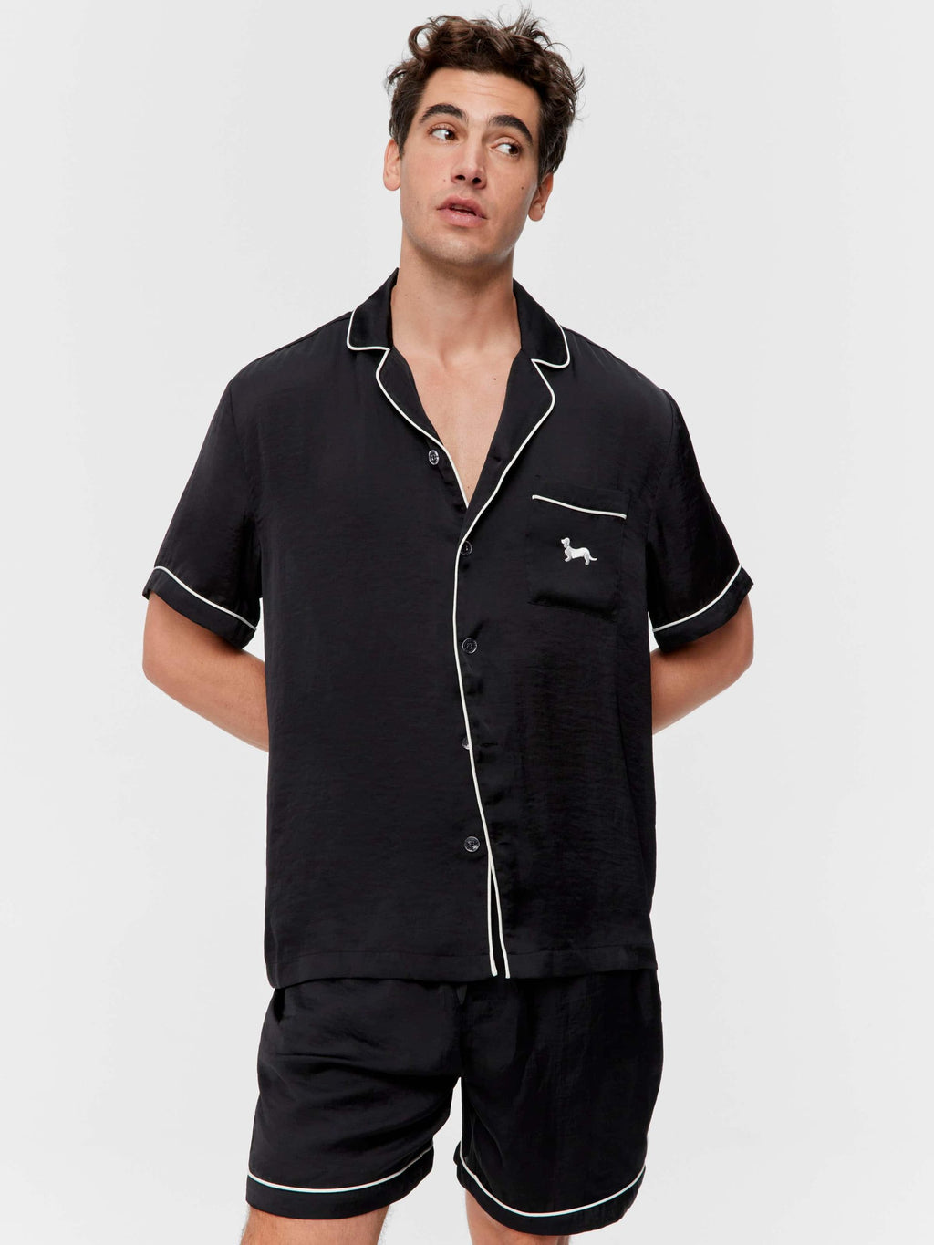 Black Satin Pj Set black