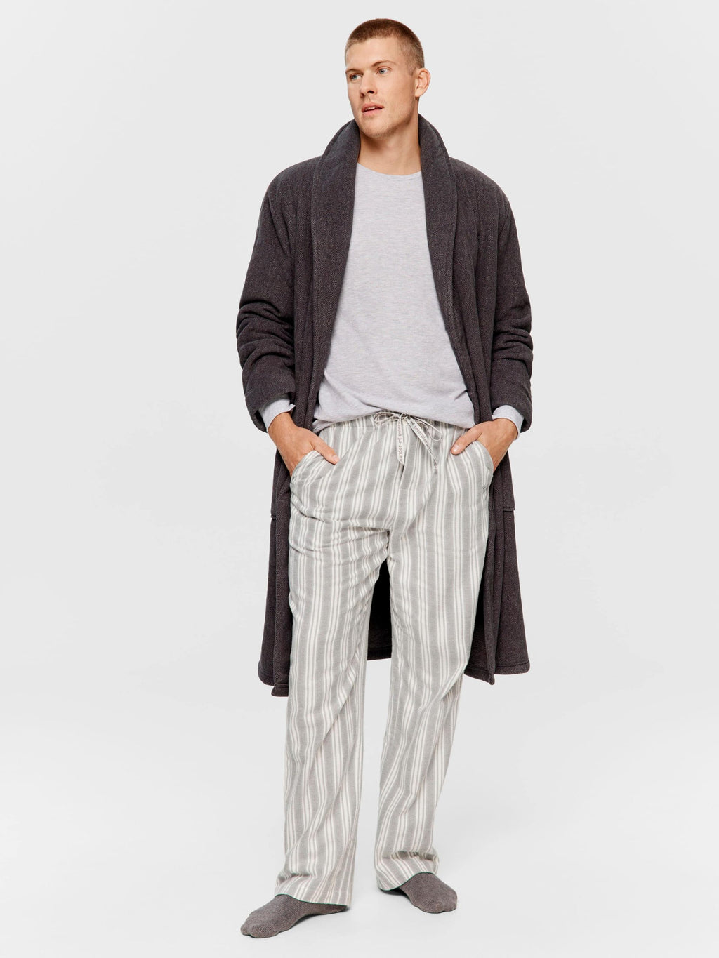 Grey Stripe Flannelette Pj Pant multi