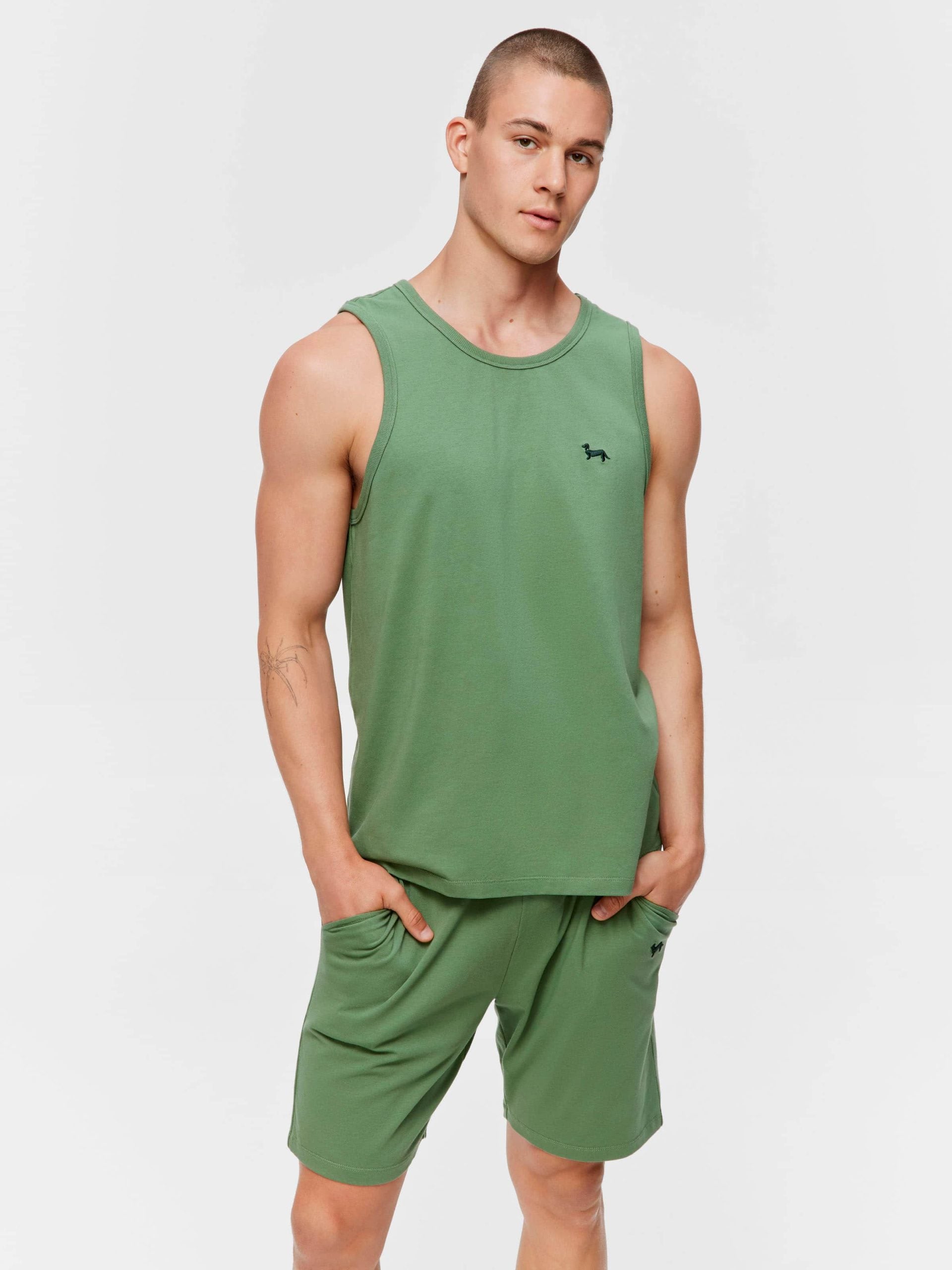 Green Boxy Sleeveless Tee green