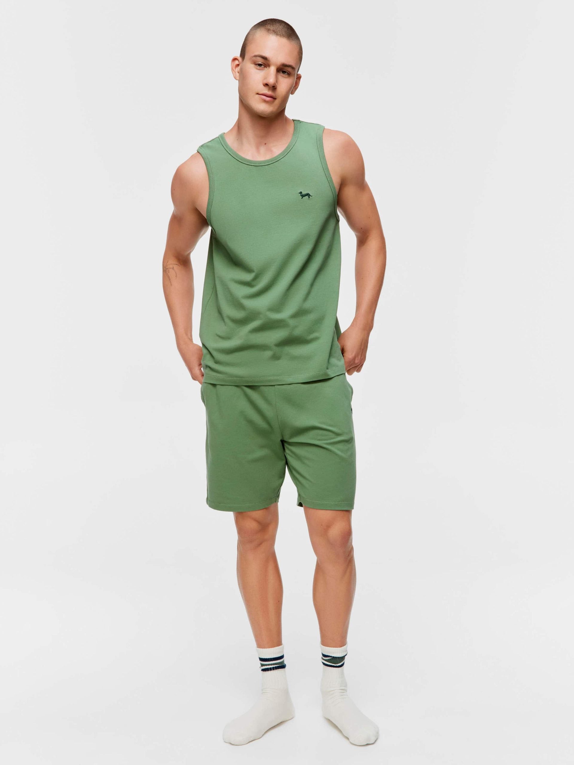Green Boxy Sleeveless Tee green