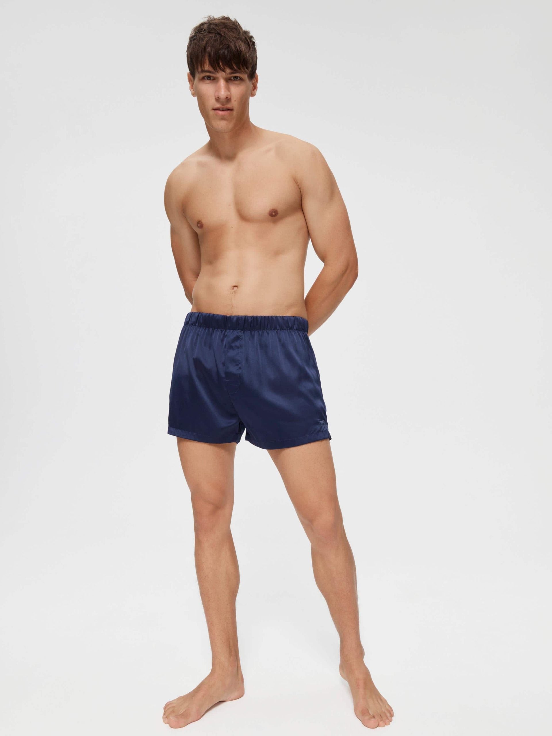 Navy Satin Boxer Short navy