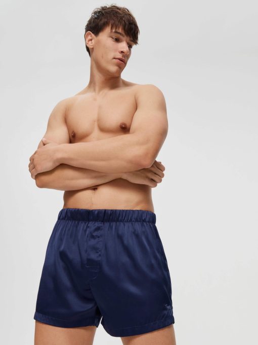Navy Satin Boxer Short navy