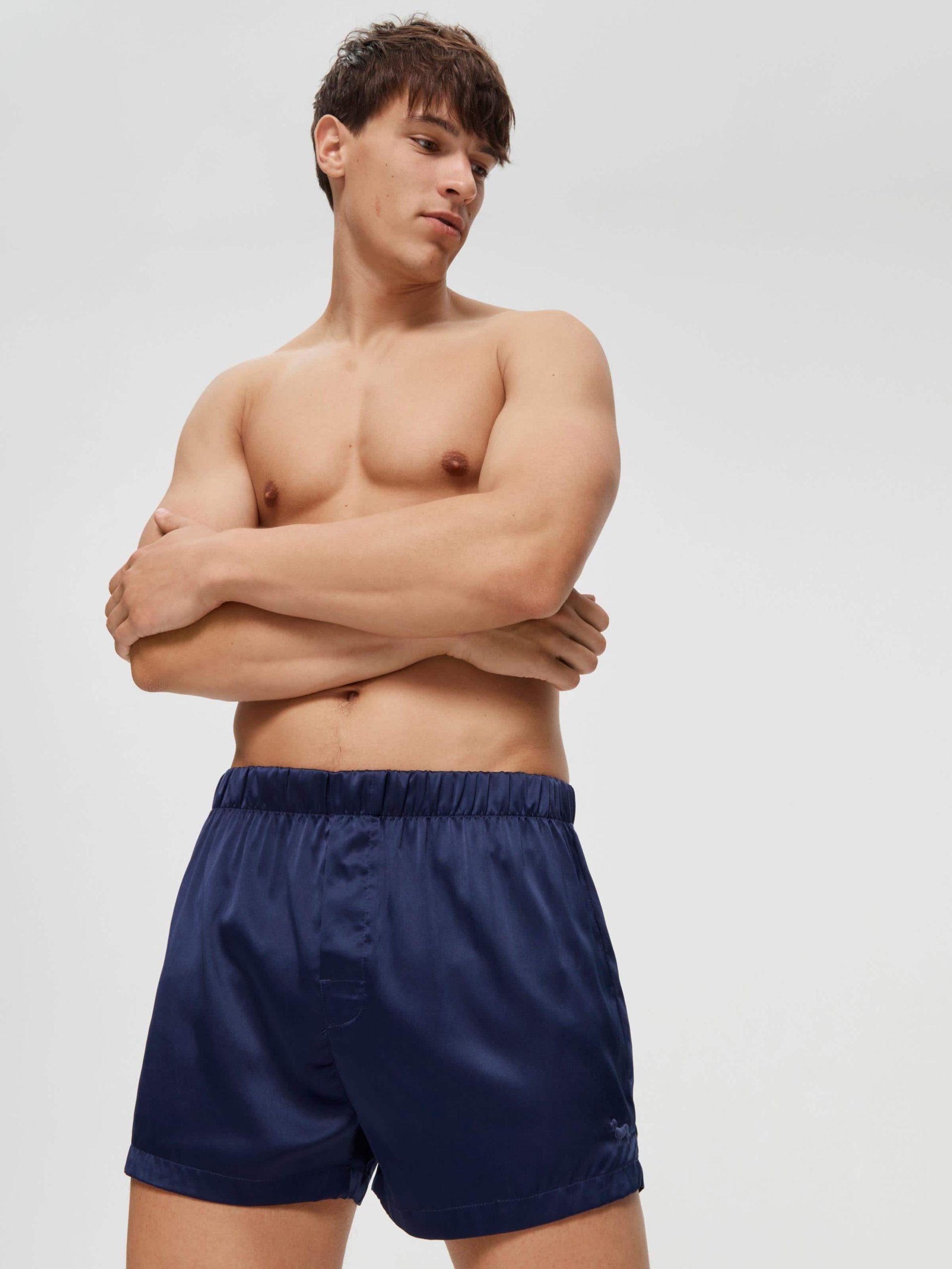 Navy Satin Boxer Short navy