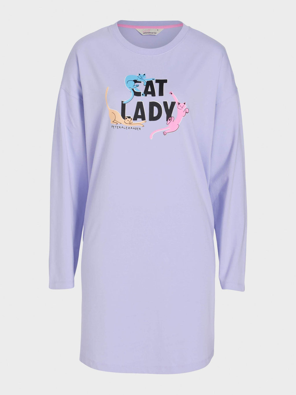 Lilac Cat Lady Long Sleeve Nightie multi