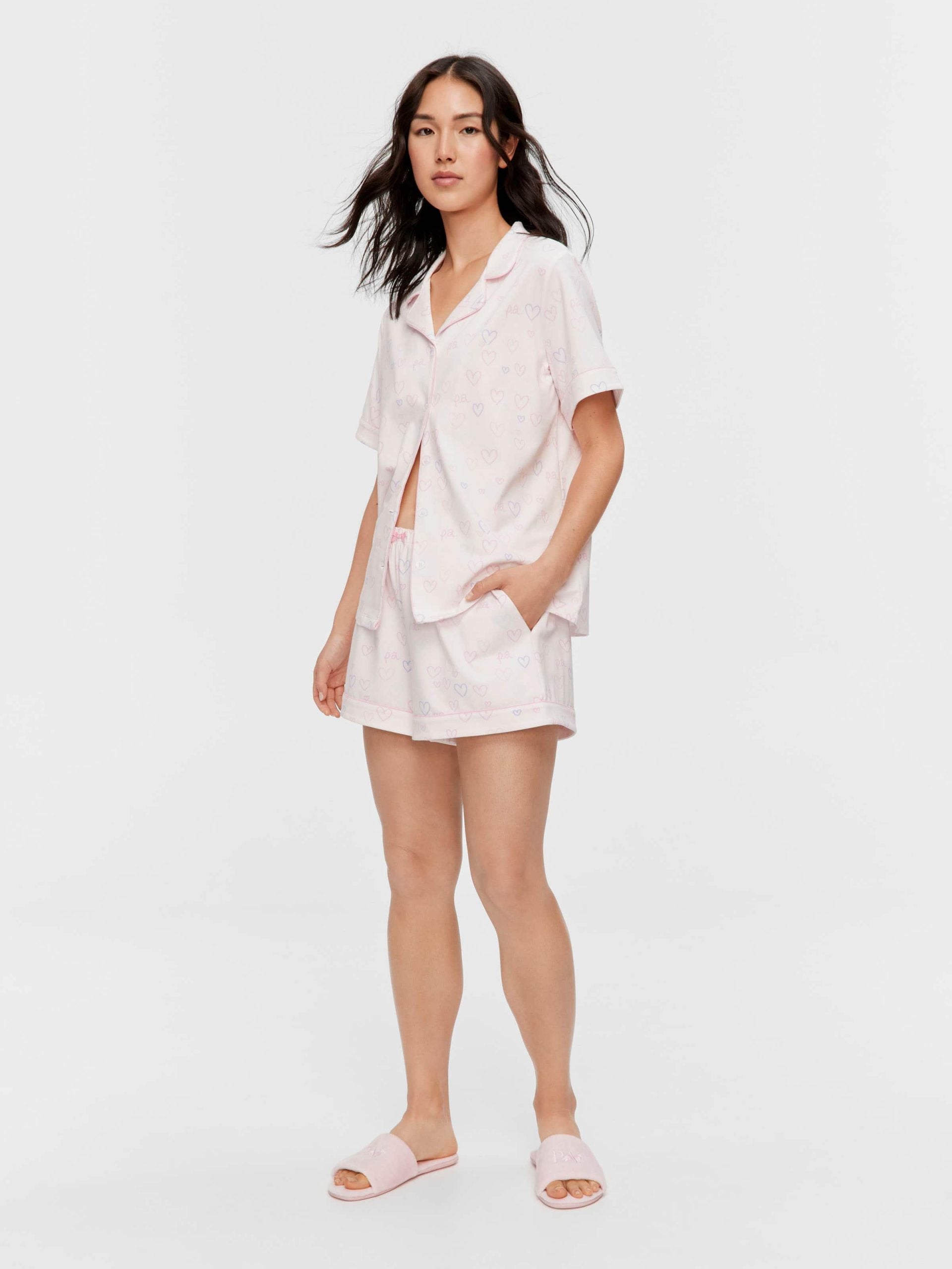 Pastel Hearts Shortie Pj Set multi