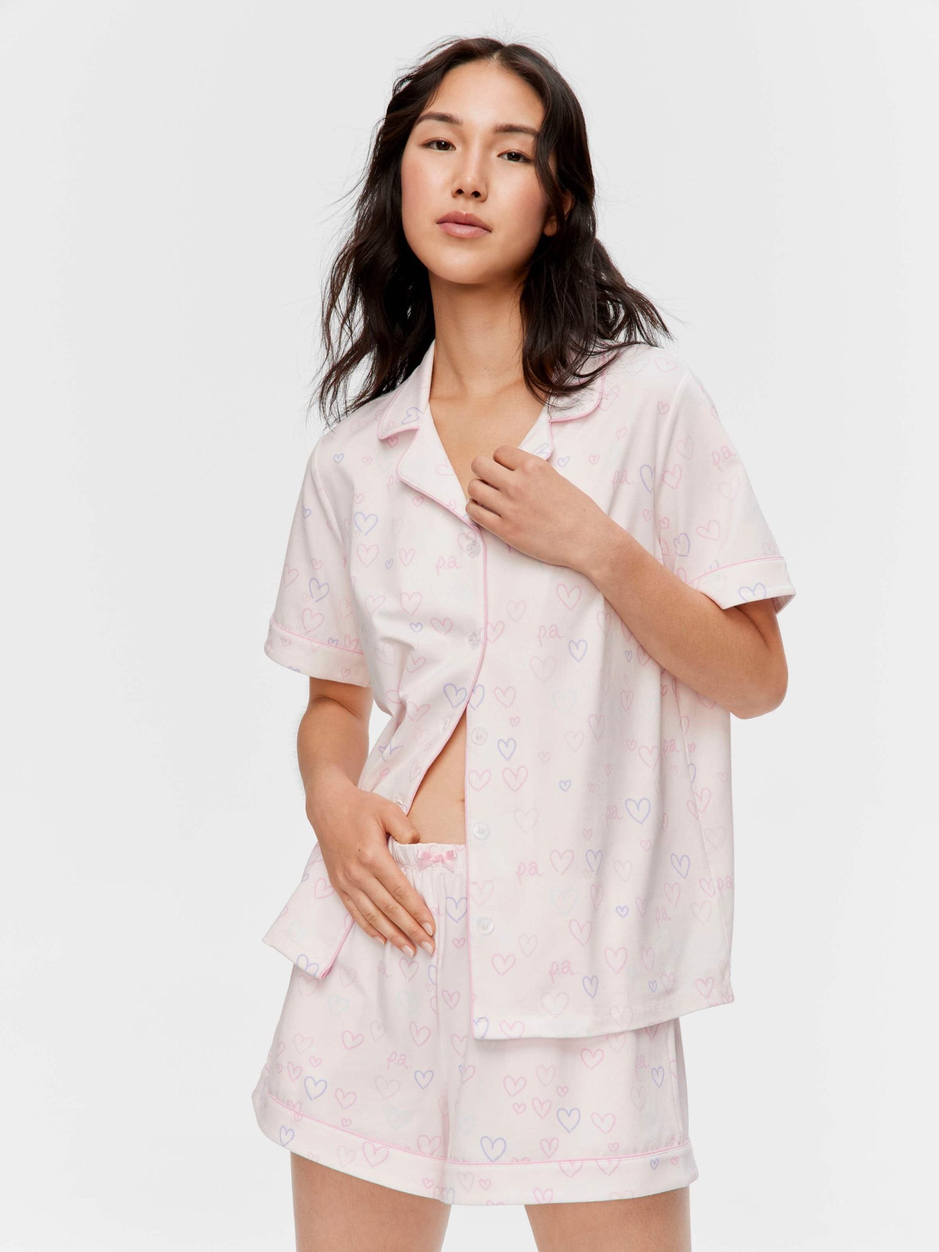 Pastel Hearts Shortie Pj Set multi