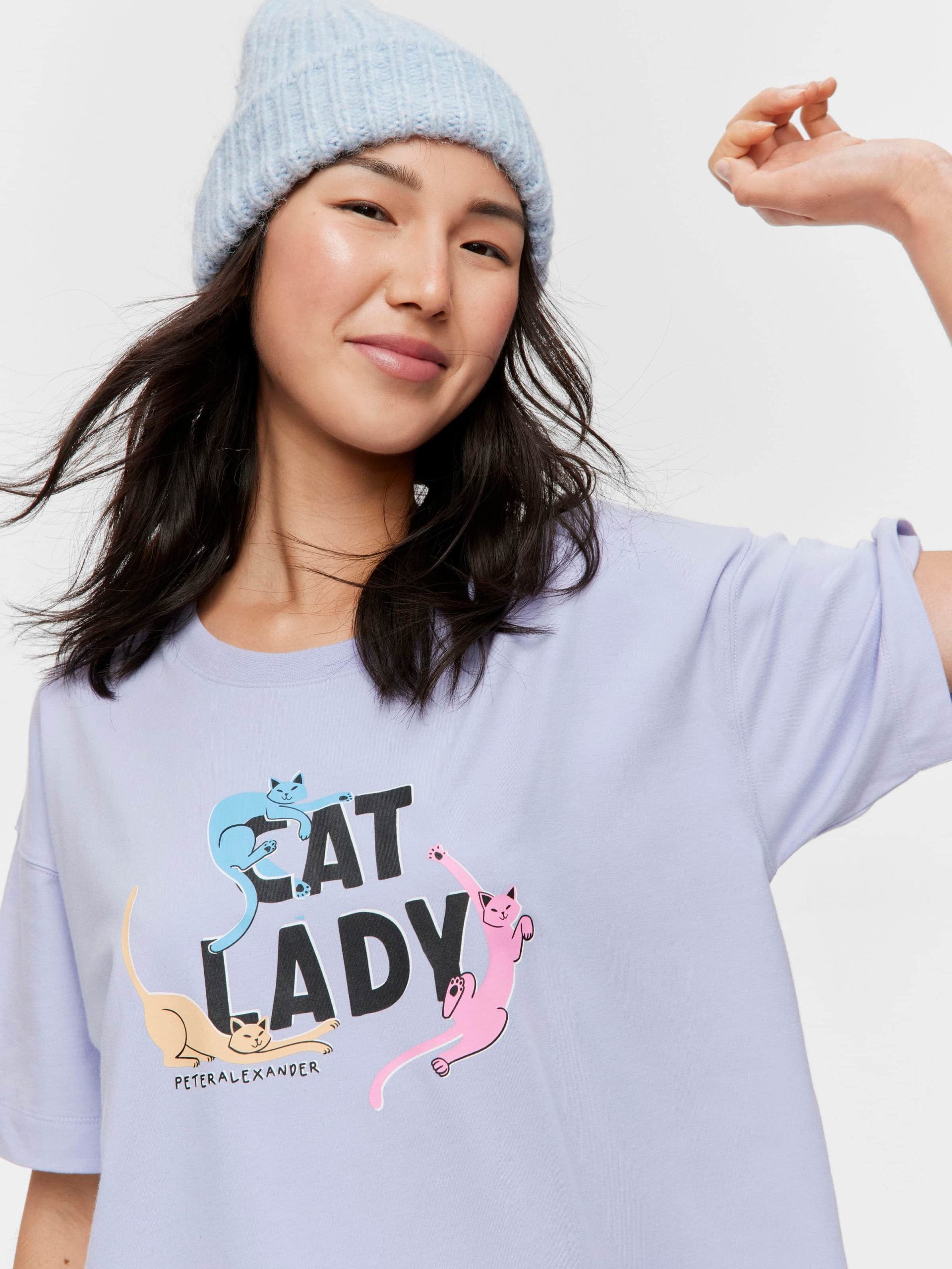 Lilac Cat Lady Sleep Tee multi