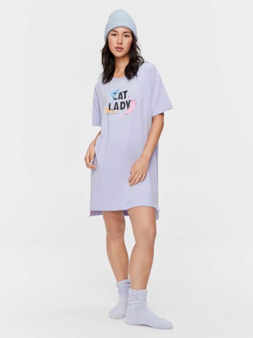 Lilac Cat Lady Sleep Tee multi