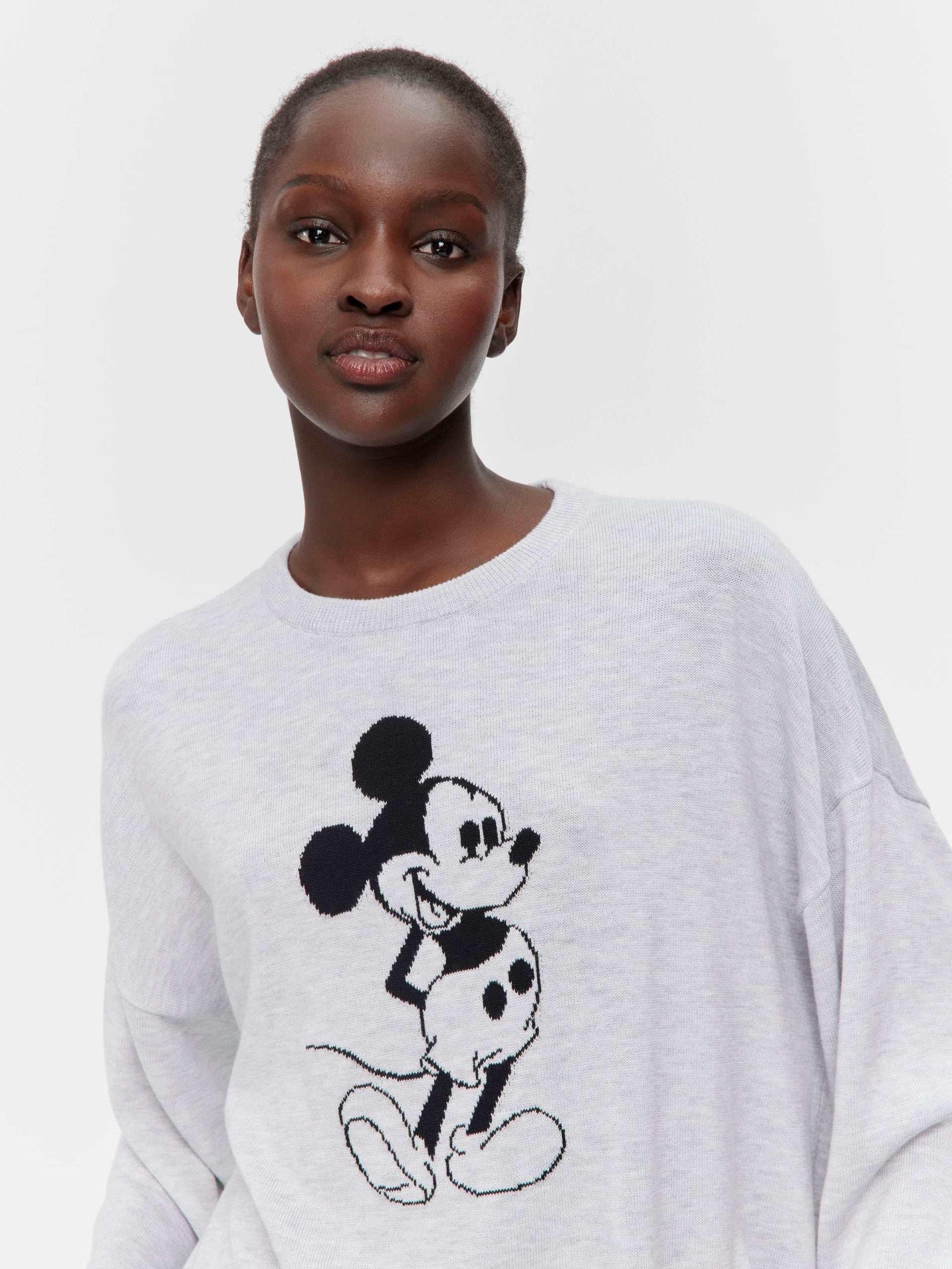 Mickey Mouse Knit Sweater Grey Marle