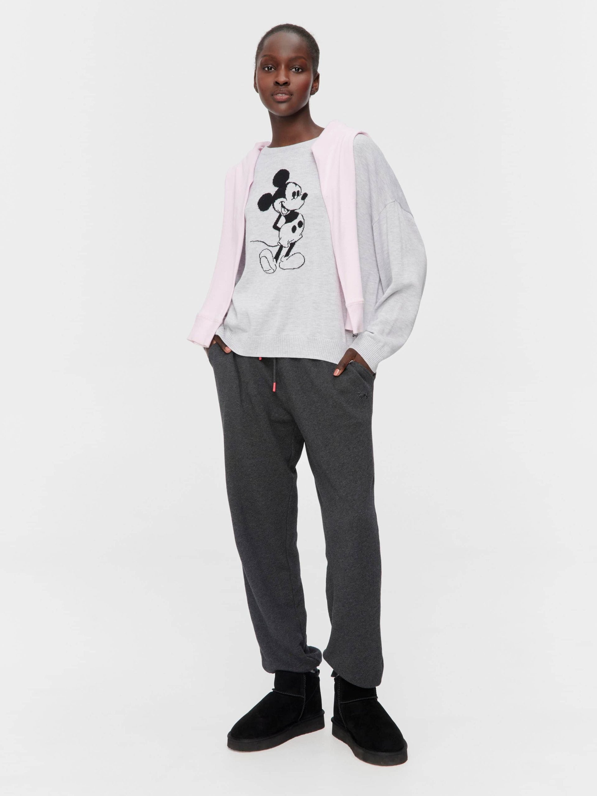 Mickey Mouse Knit Sweater Grey Marle