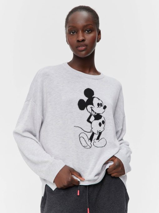 Mickey Mouse Knit Sweater Grey Marle