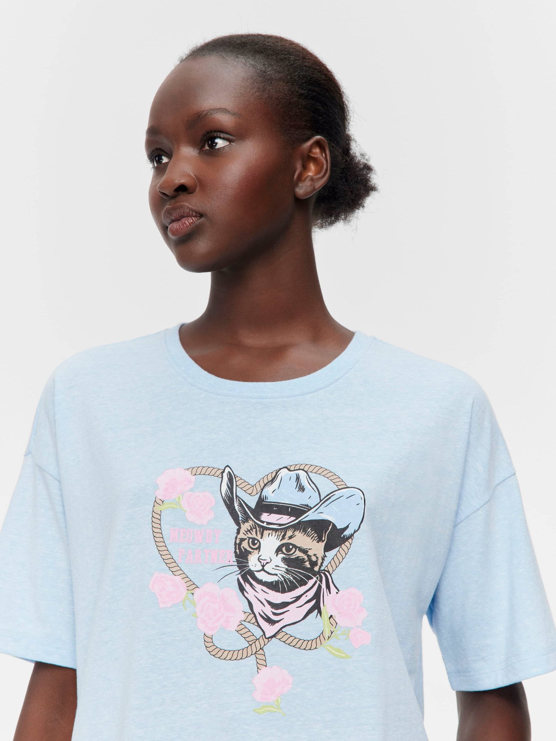 Cowboy Kitty Oversized Tee Pale Blue