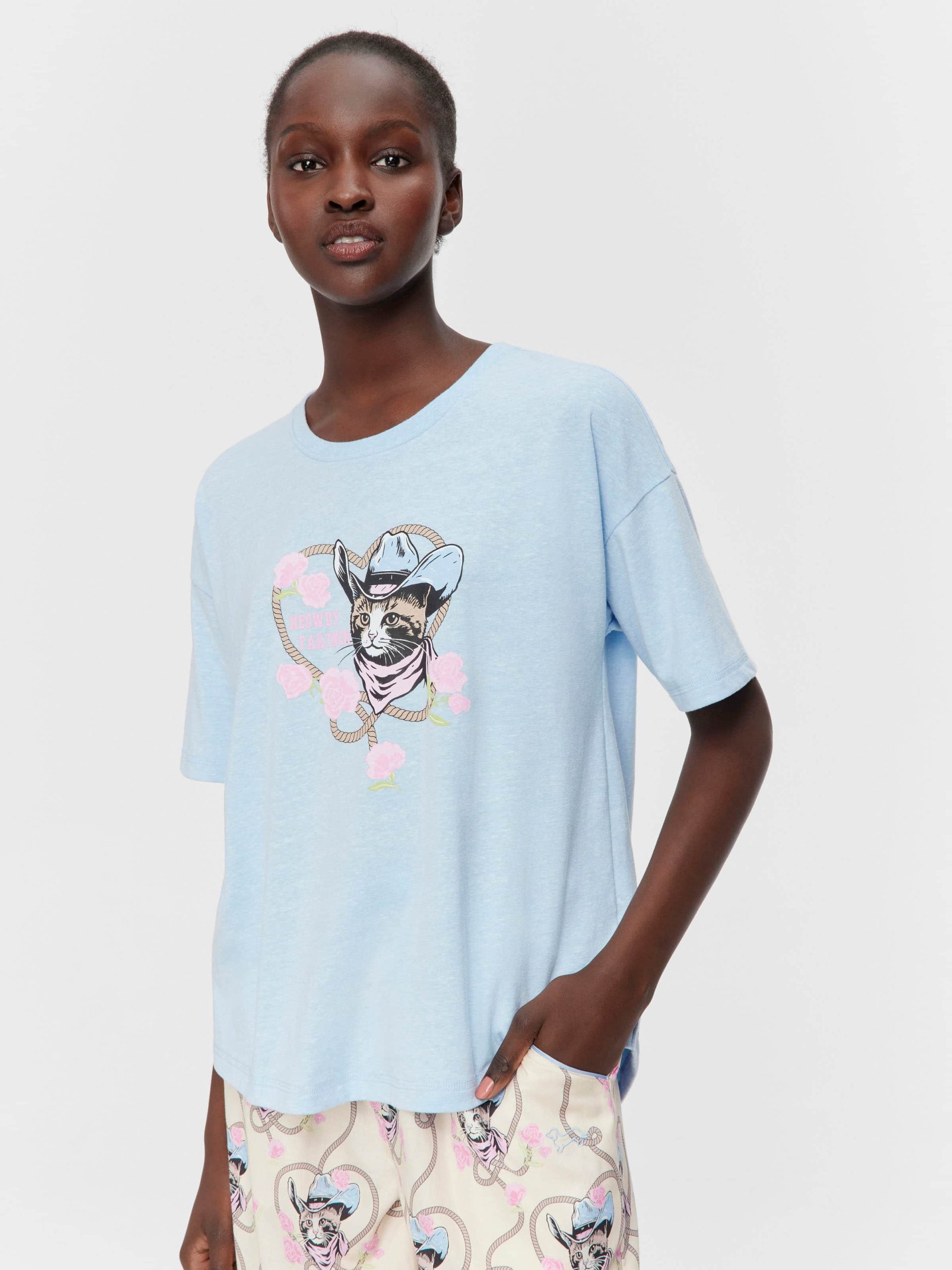 Cowboy Kitty Oversized Tee Pale Blue
