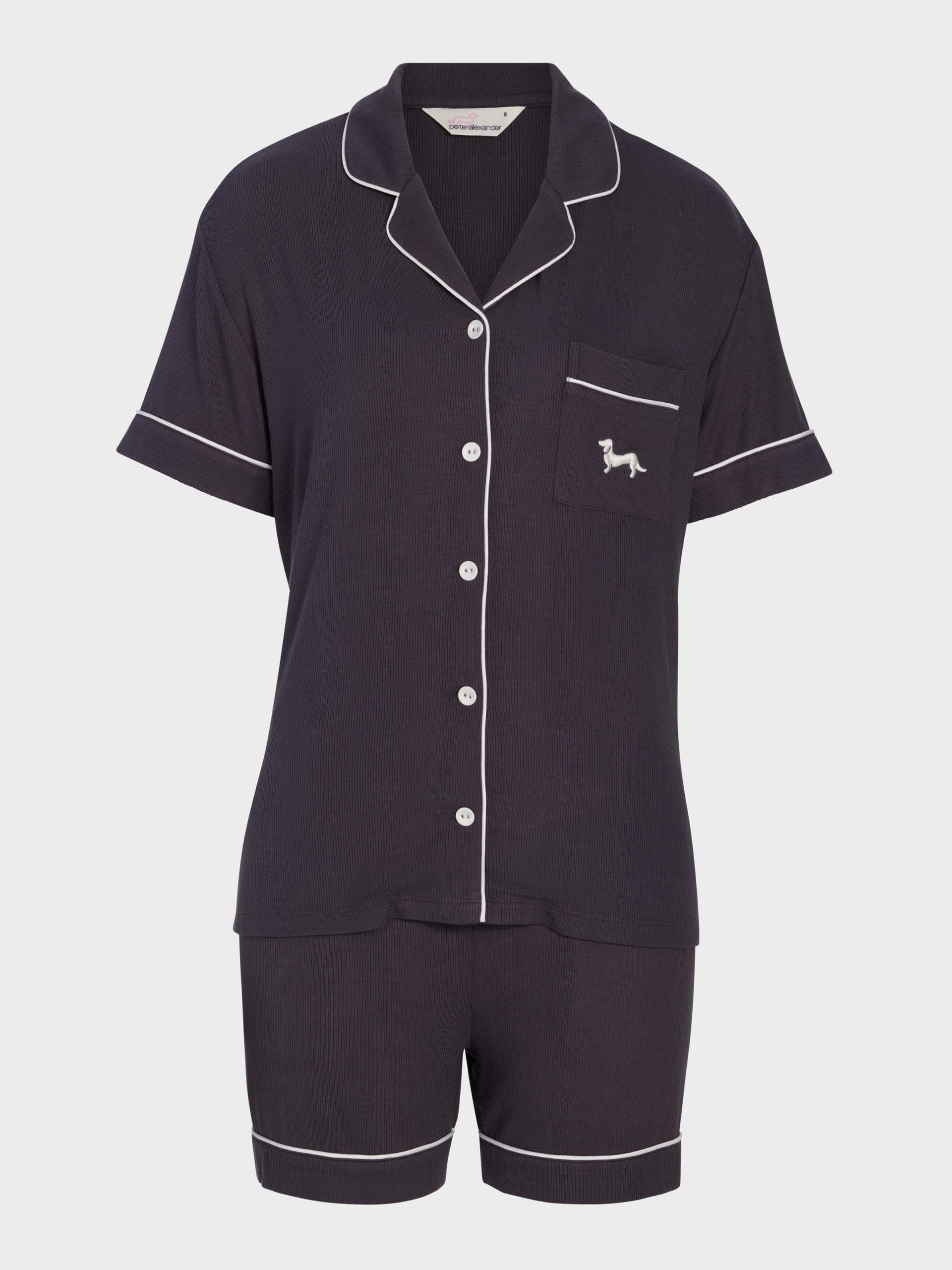 Charcoal Bamboo Rib Shortie Pj Set Charcoal