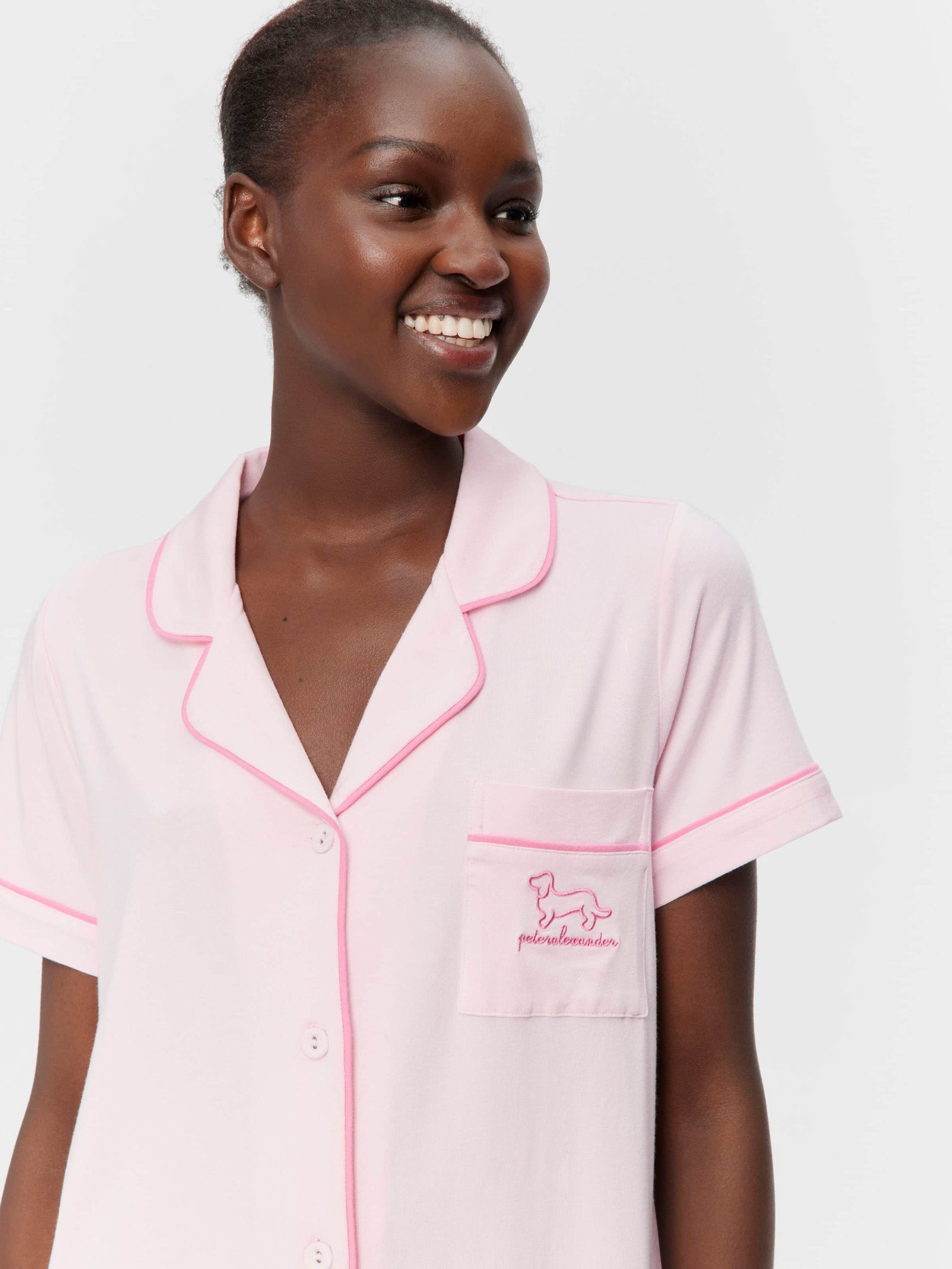 Super Soft Pink Bamboo Knit Short Sleeve Nightshirt Pink