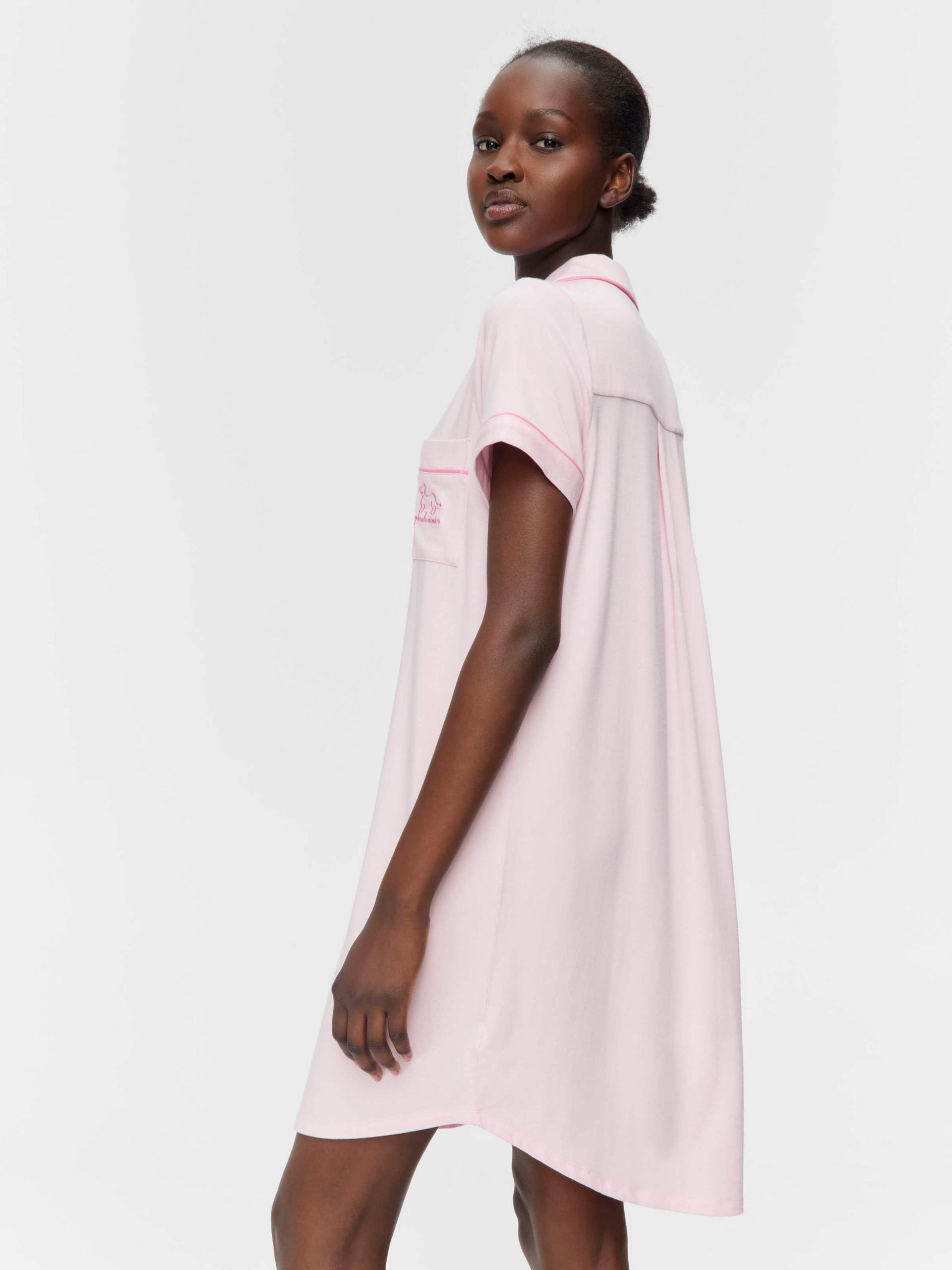 Super Soft Pink Bamboo Knit Short Sleeve Nightshirt Pink