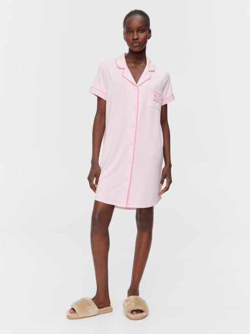 Super Soft Pink Bamboo Knit Short Sleeve Nightshirt Pink