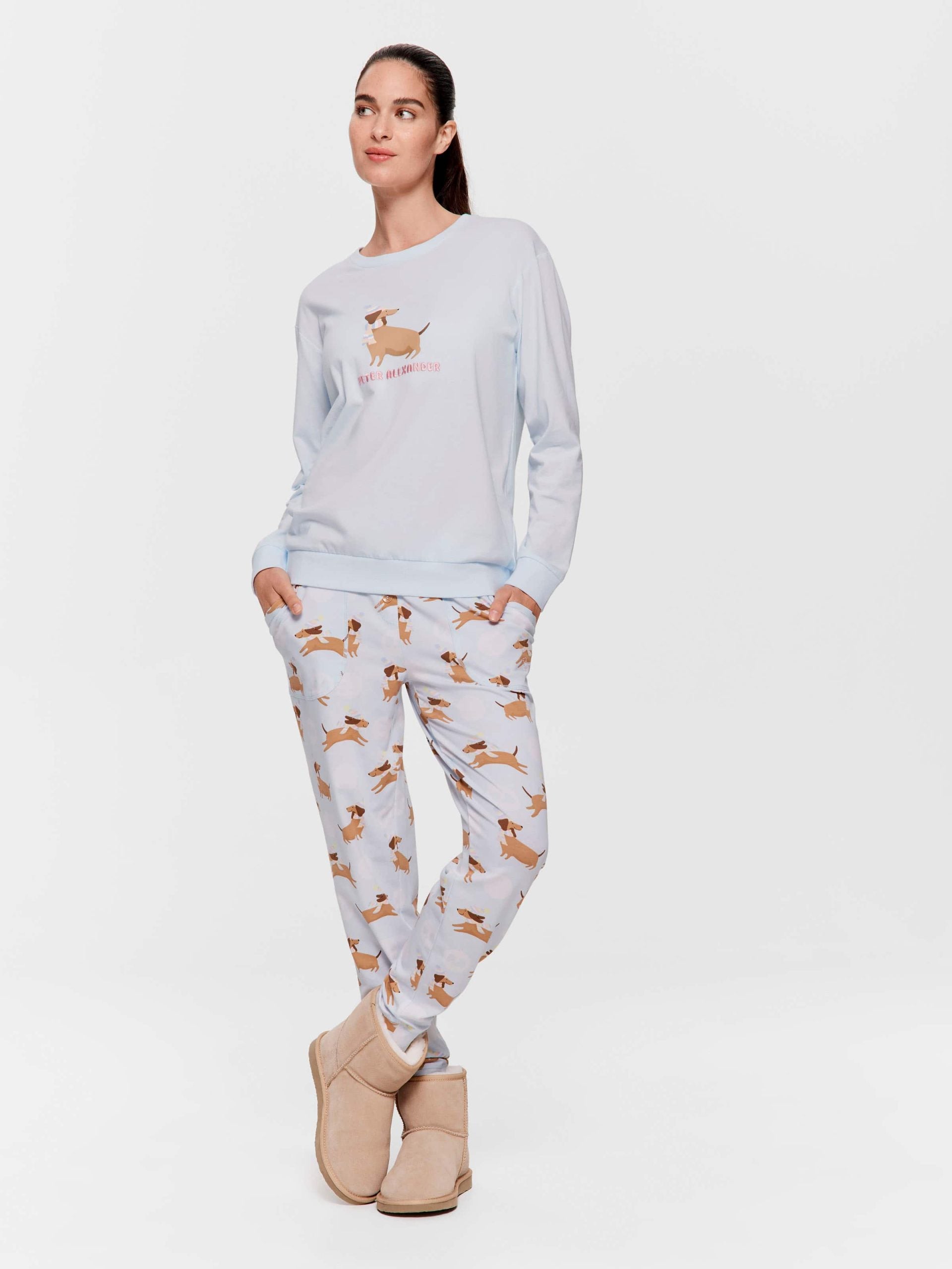 Beanie Dog Long Sleeve Top Blue