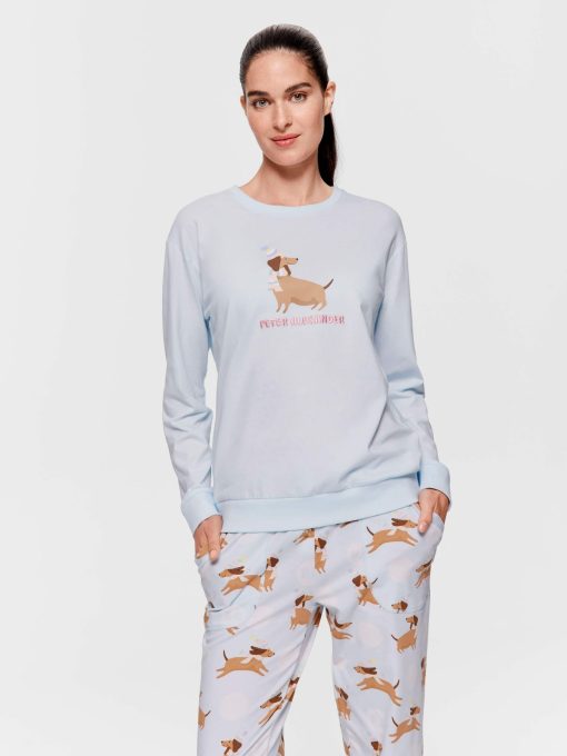 Beanie Dog Long Sleeve Top Blue