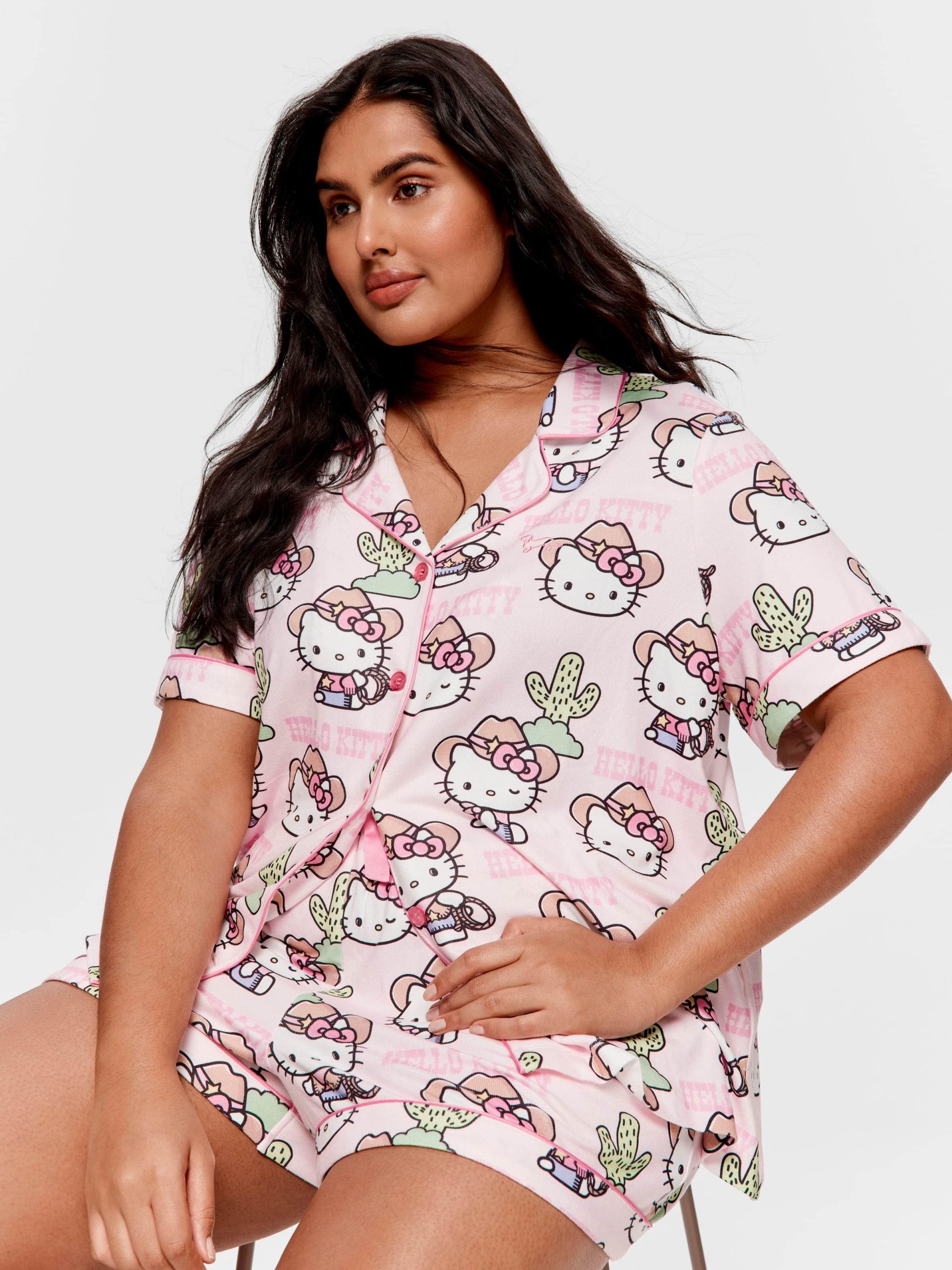 P.A. Plus Howdy Hello Kitty Shortie Pj Set Multi