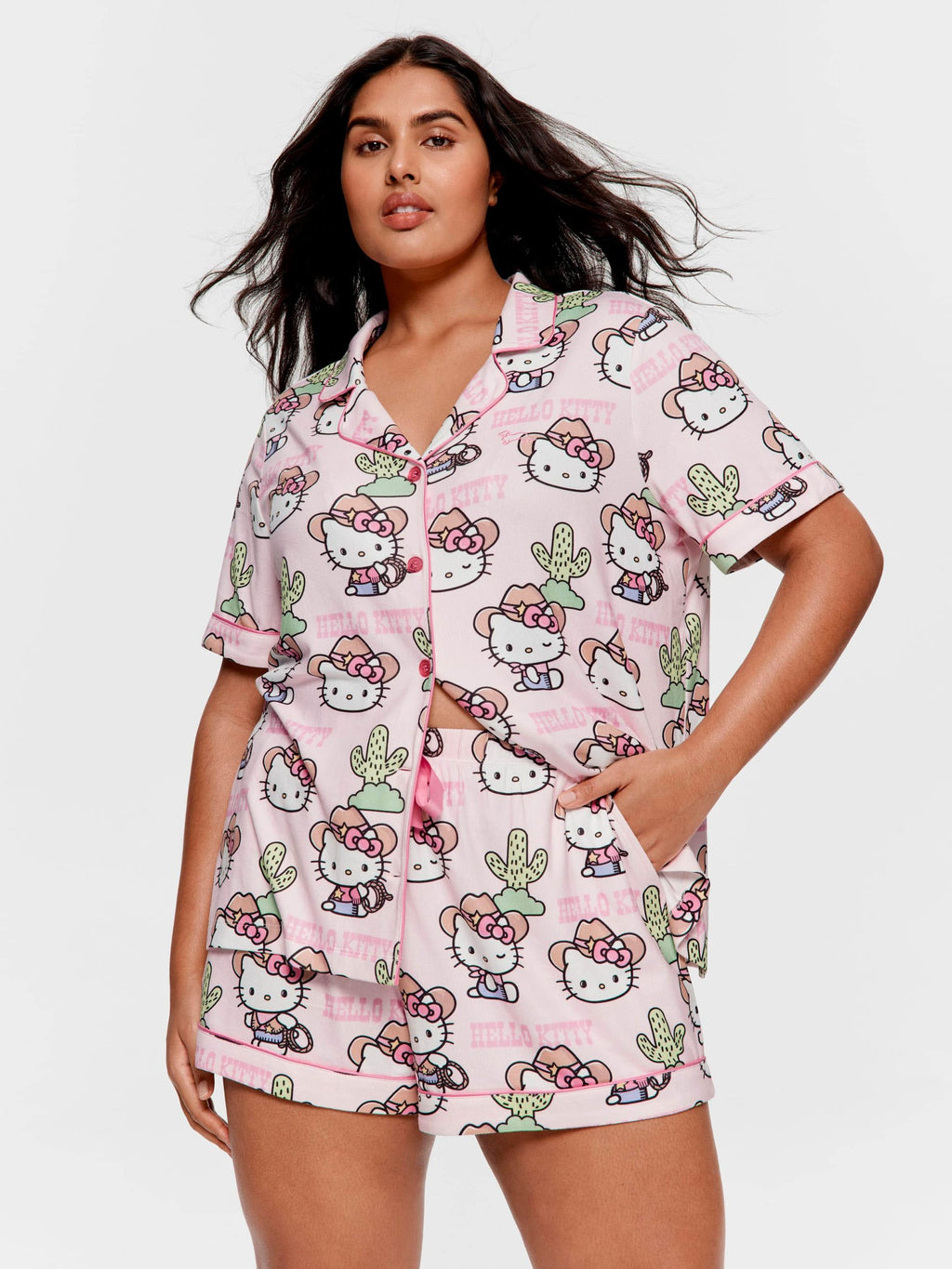 P.A. Plus Howdy Hello Kitty Shortie Pj Set Multi