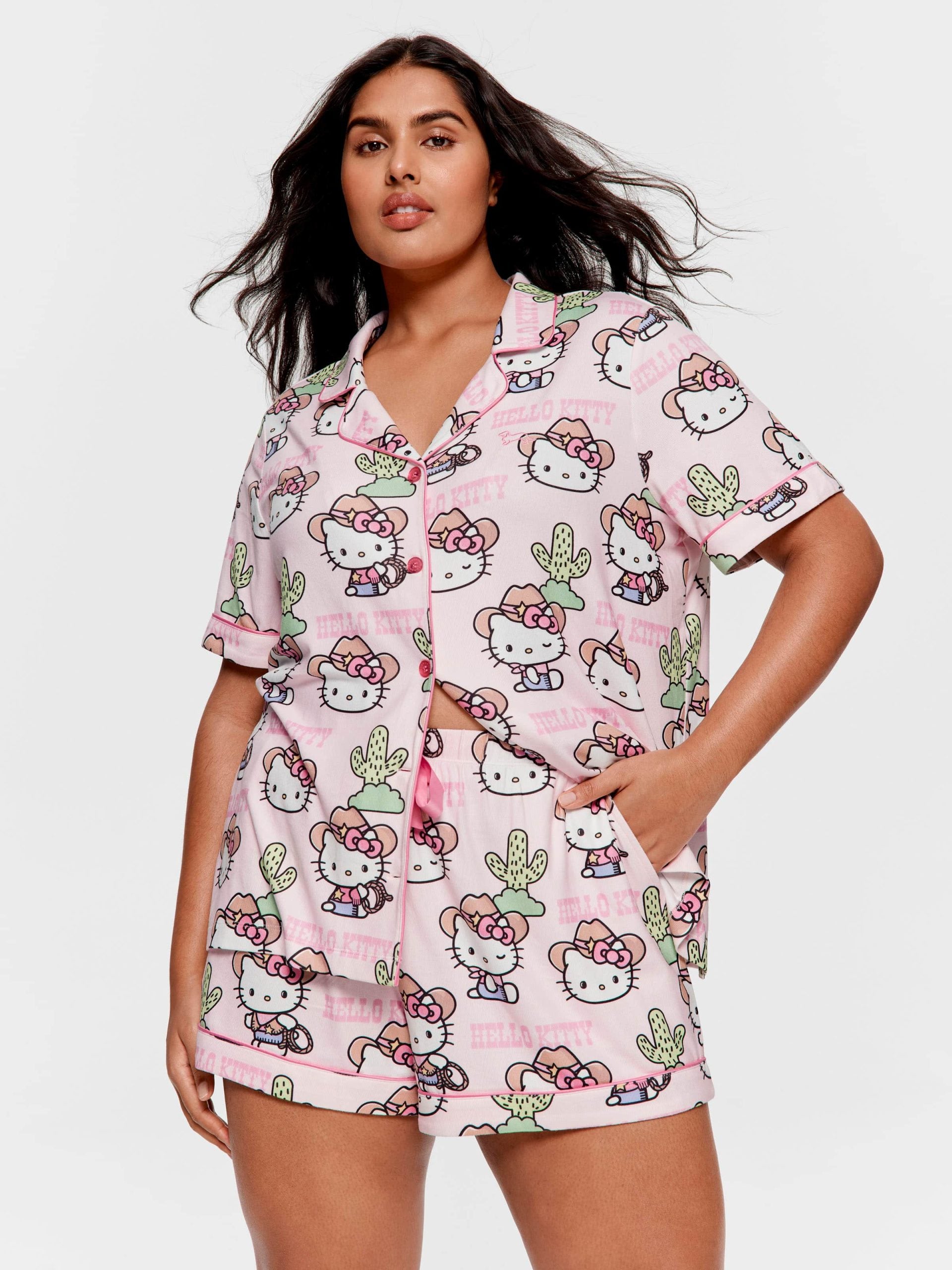 P.A. Plus Howdy Hello Kitty Shortie Pj Set Multi
