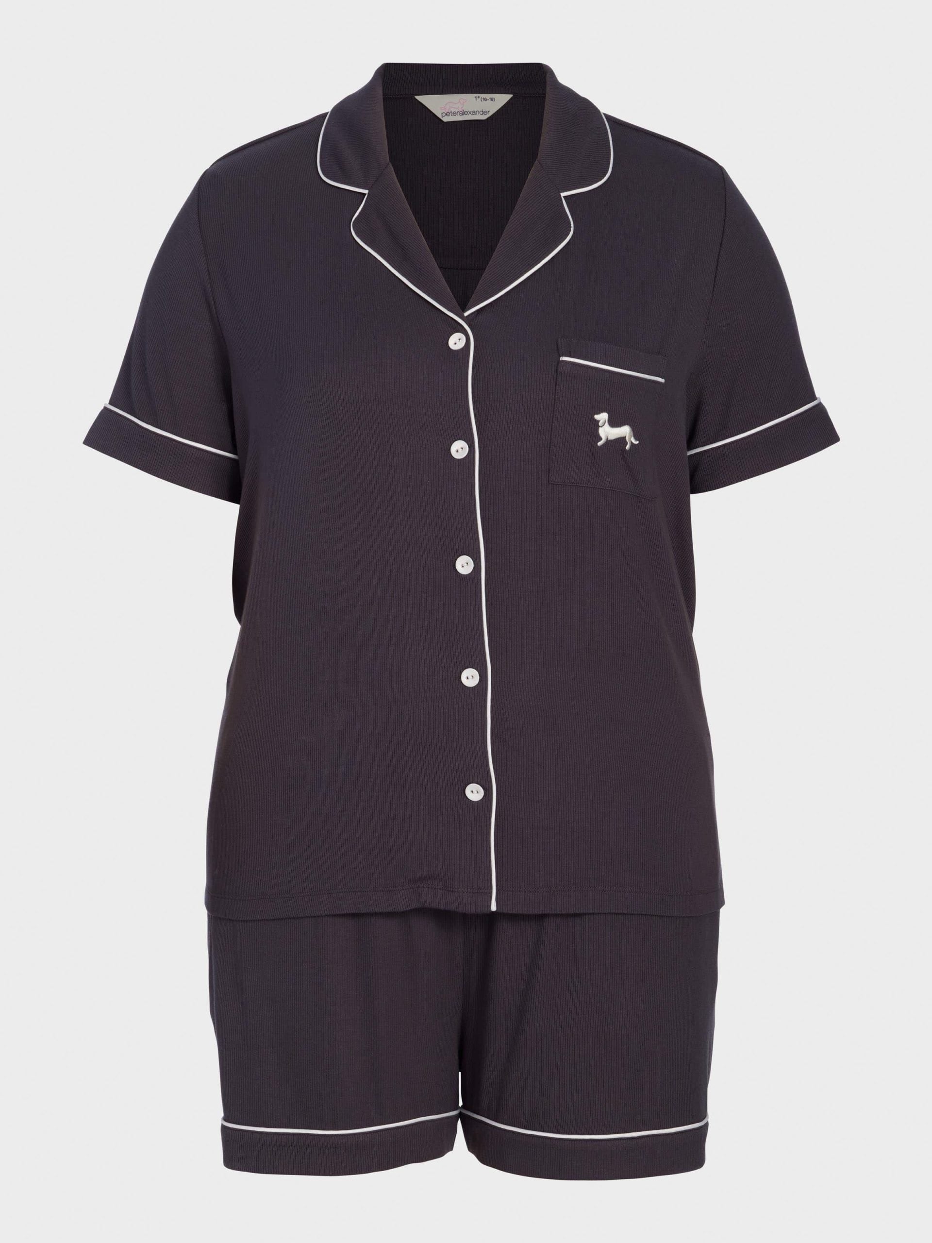 P.A. Plus Charcoal Bamboo Rib Shortie Pj Set Charcoal