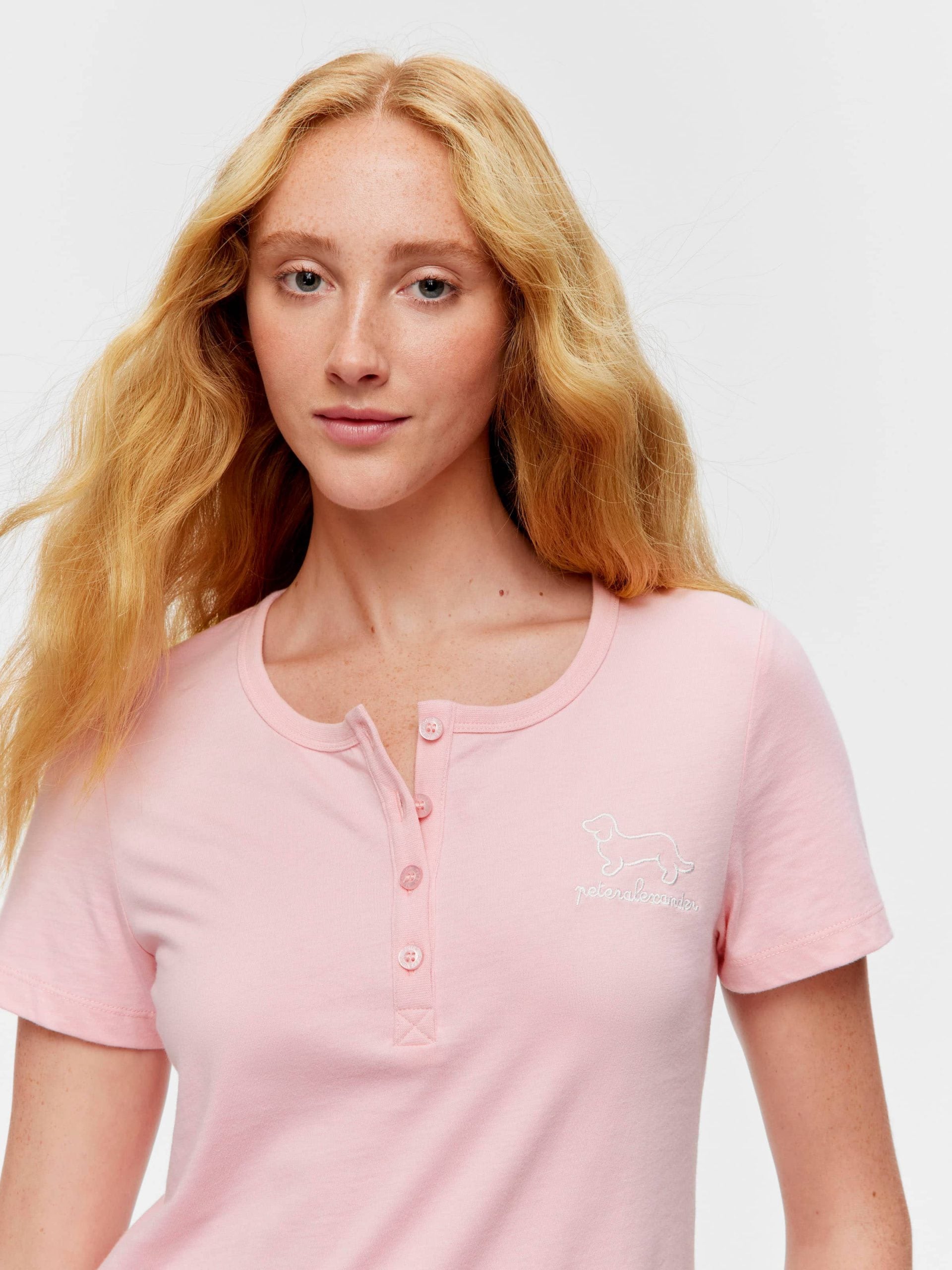 Pink Branded Henley Top multi