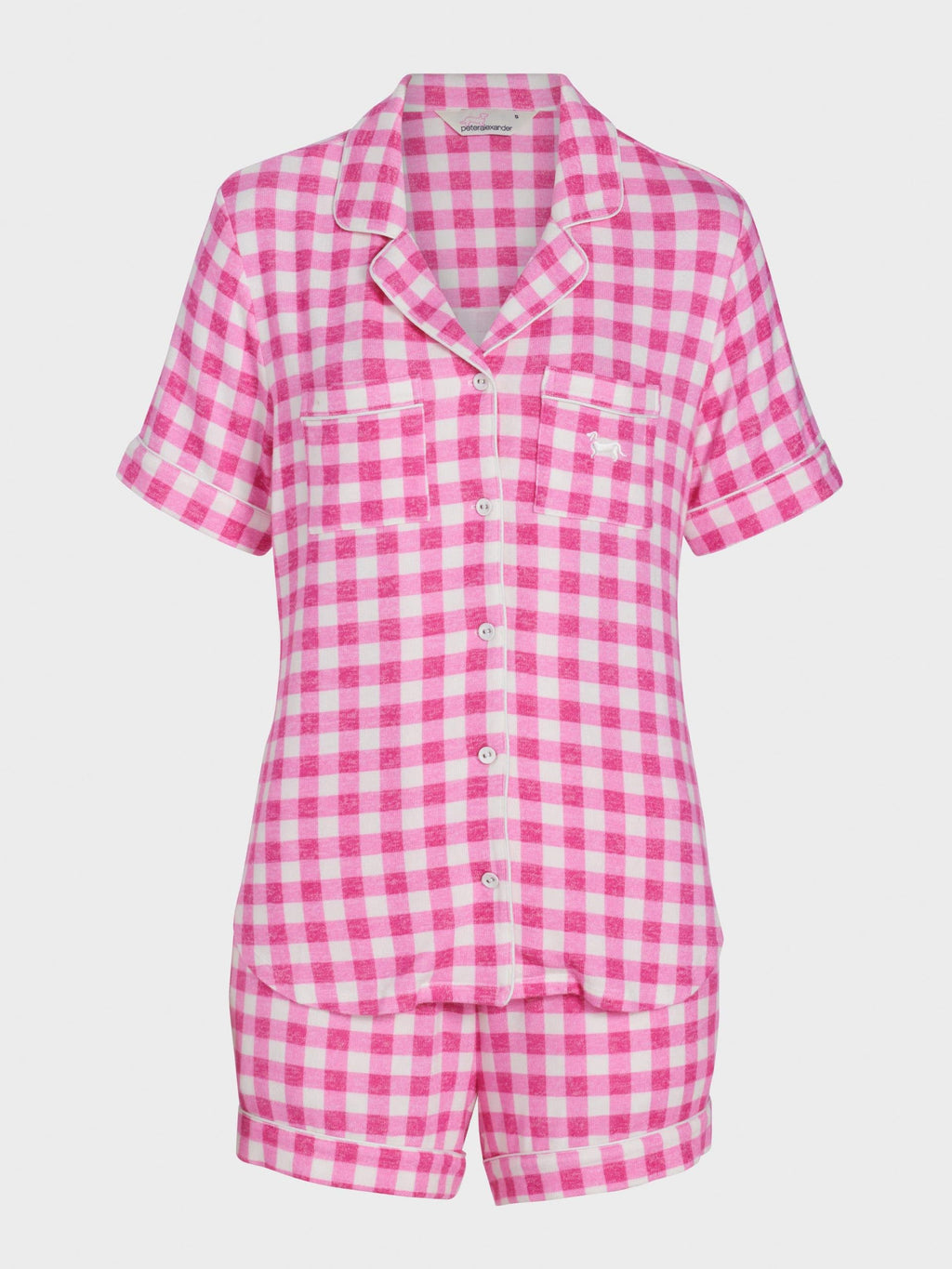 Pink Gingham Fuzzy Shortie Pj Set multi