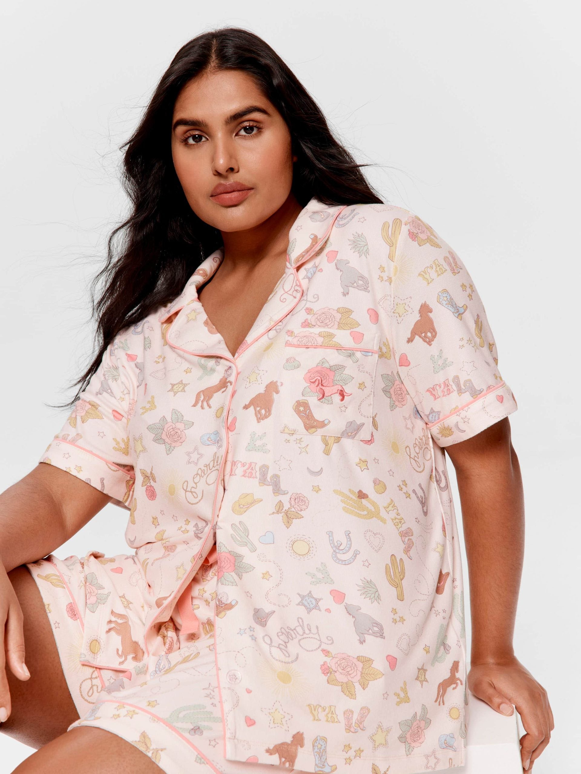 P.A. Plus Howdy Plush Shortie Pj Set Multi
