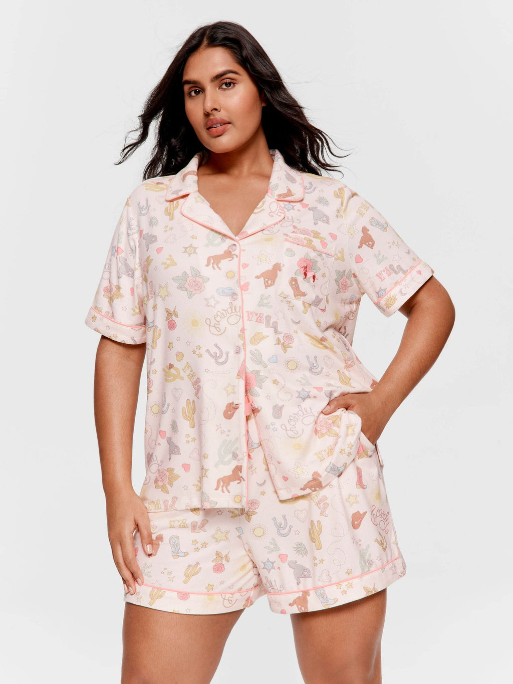P.A. Plus Howdy Plush Shortie Pj Set Multi