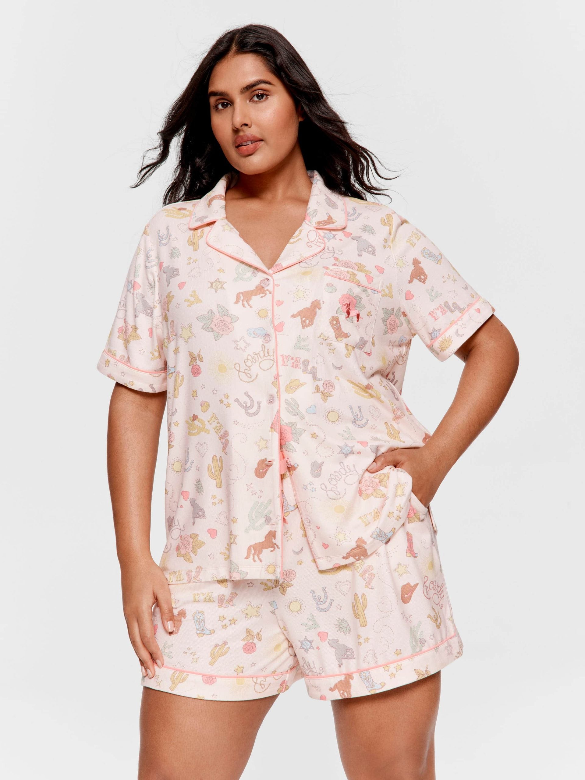 P.A. Plus Howdy Plush Shortie Pj Set Multi