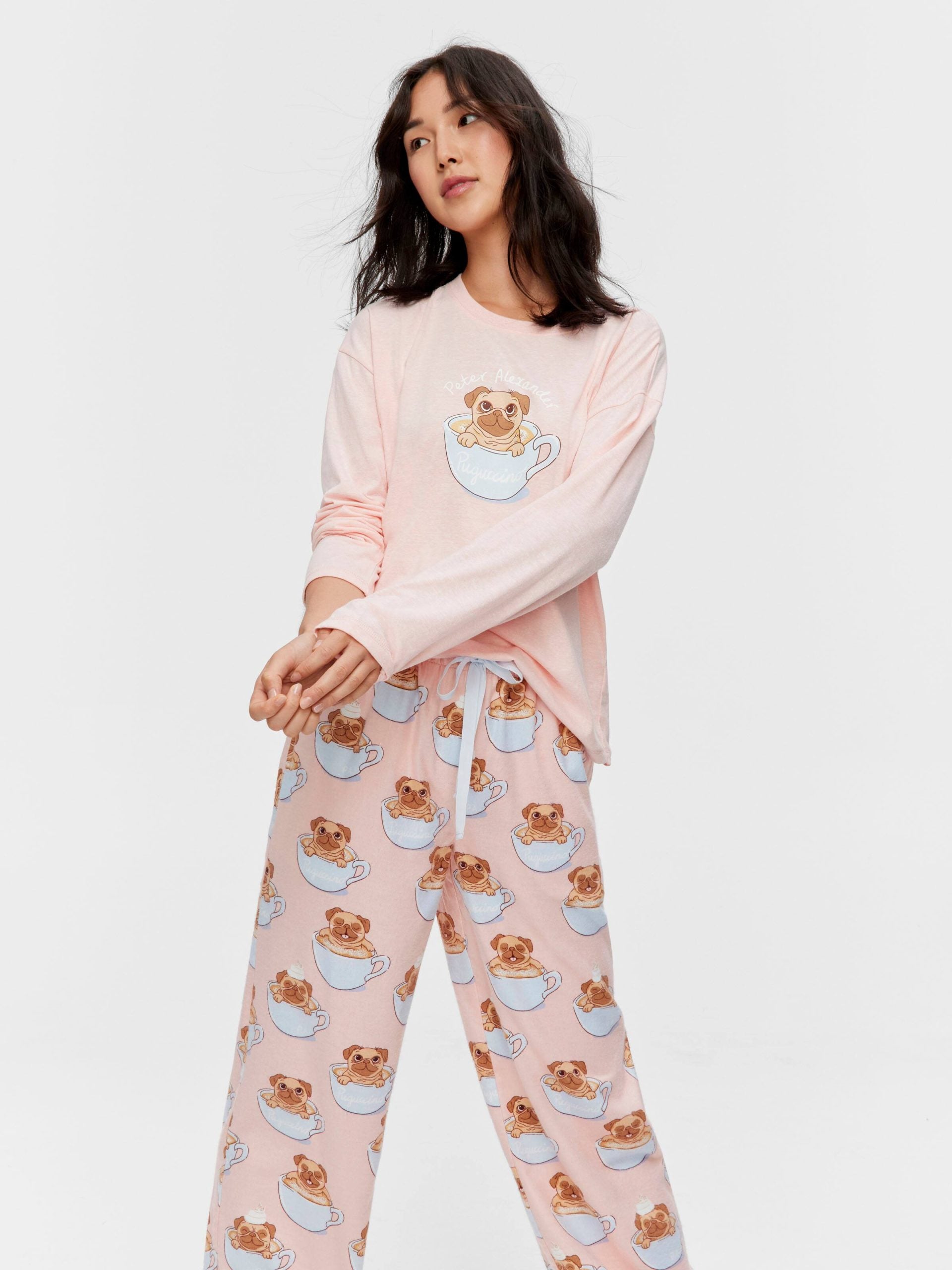 Pug In A Mug Long Pj Set Multi