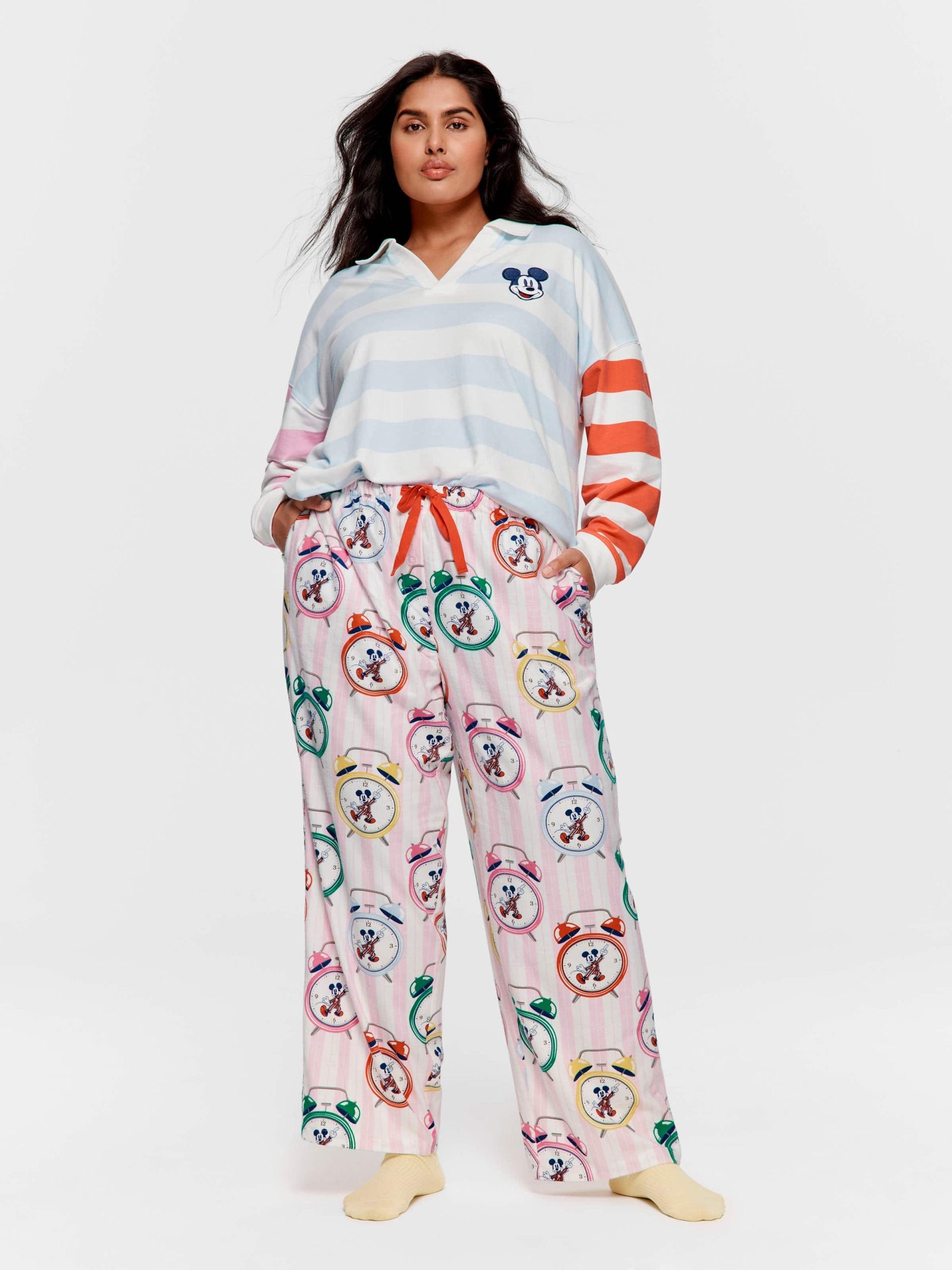 P.A. Plus Mickey Mouse Clocks Bamboo Flannelette Classic Pj Pant Multi