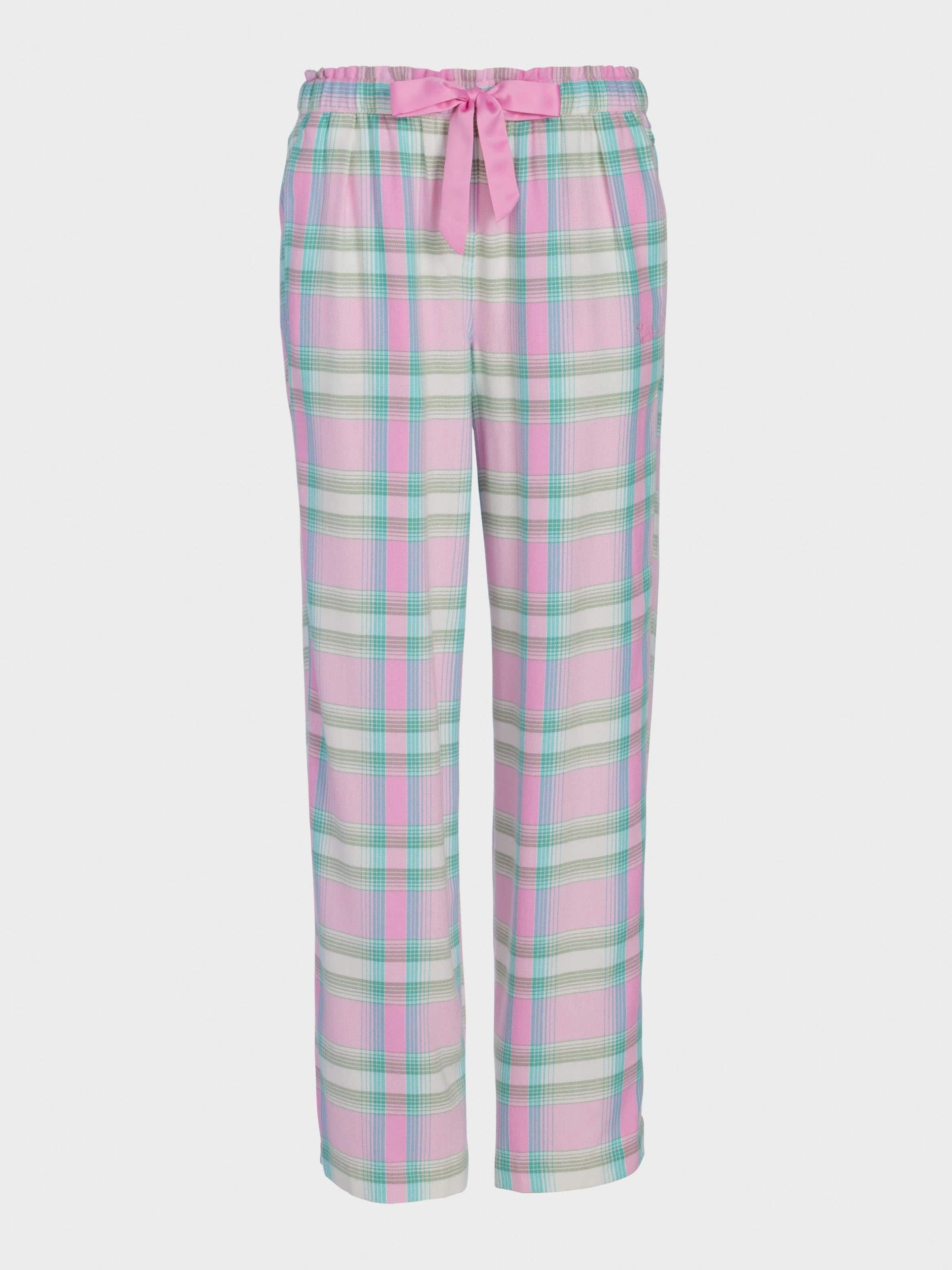 Pink Check Wide Leg Bamboo Flannelette Pj Pant Multi