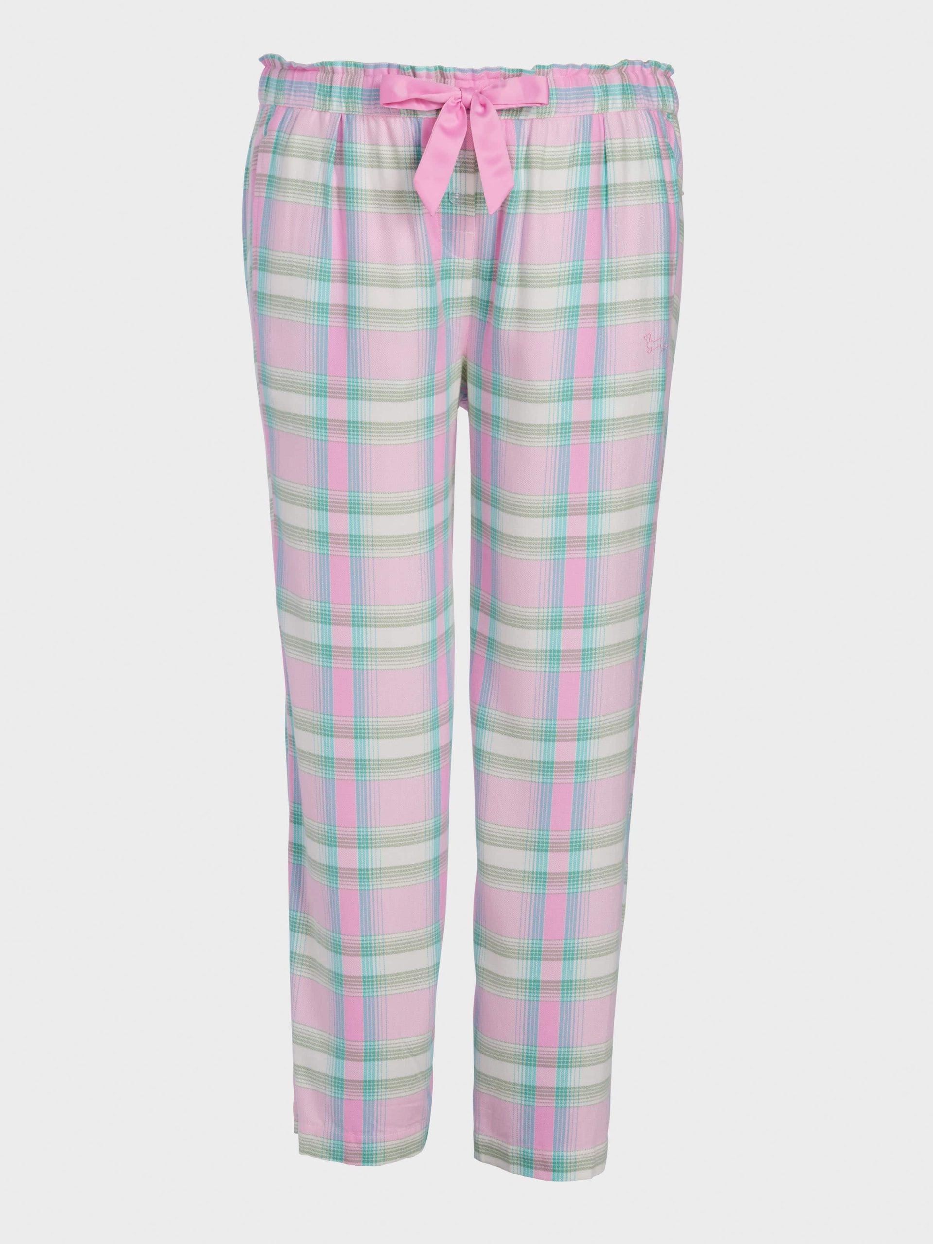 P.A. Plus Pink Check Wide Leg Bamboo Flannelette Pj Pant Multi