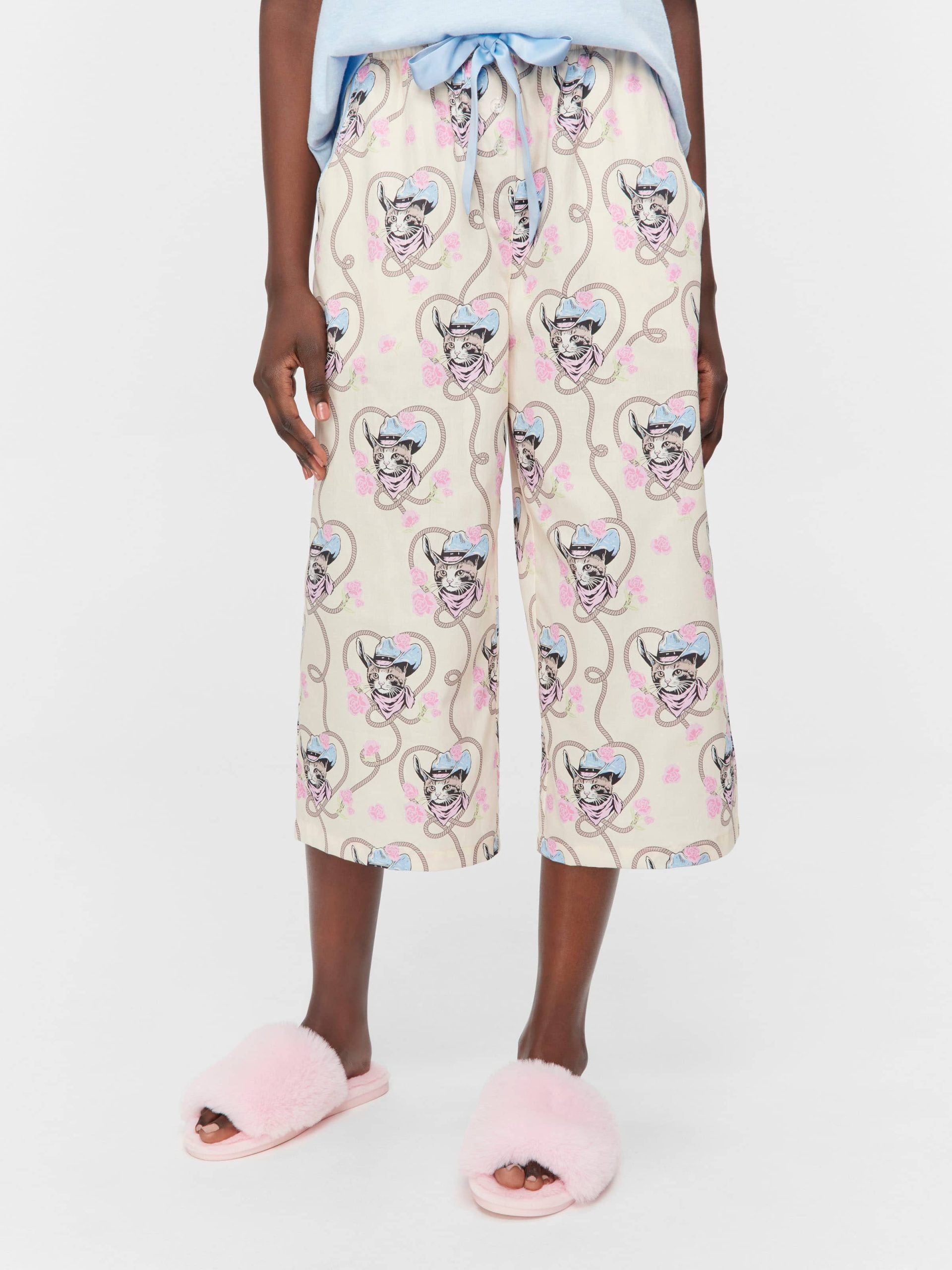 Cowboy Kitty 100% Cotton 3/4 Pj Pant Multi