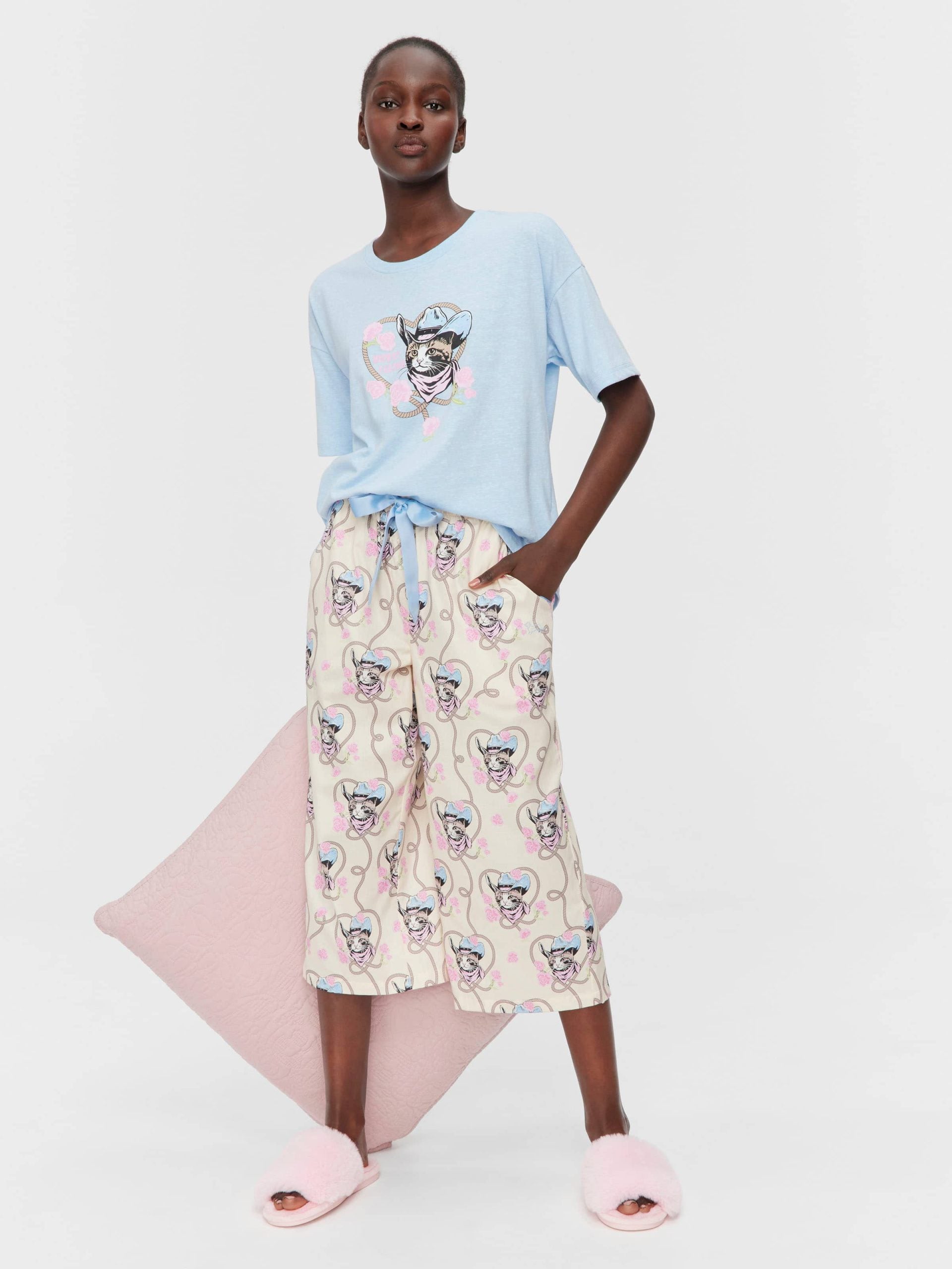 Cowboy Kitty 100% Cotton 3/4 Pj Pant Multi