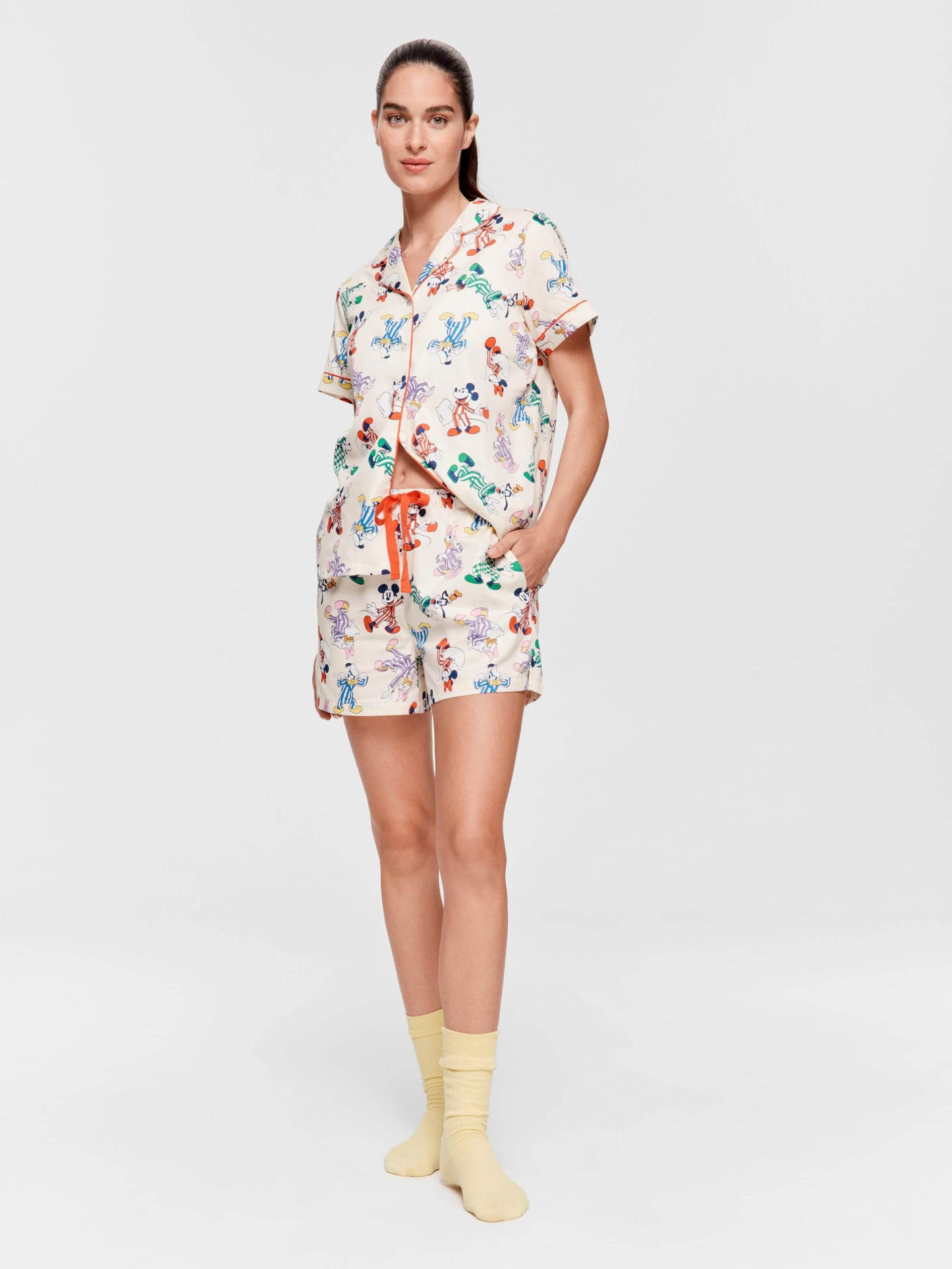 Mickey Mouse &amp; Friends 100% Cotton Shortie Pj Set Multi