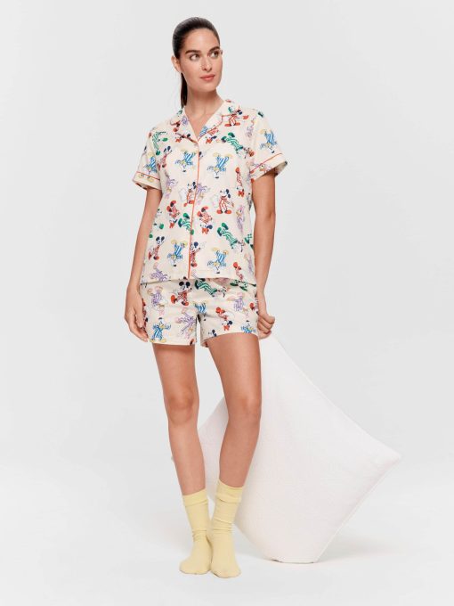 Mickey Mouse &amp; Friends 100% Cotton Shortie Pj Set Multi