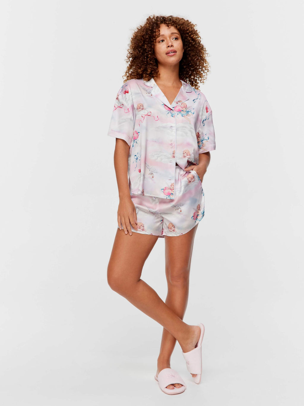 Cherub Satin Shortie Pj Set Multi